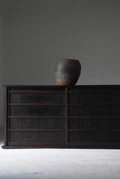 Japanese Antique Large Black Tansu 1860s-1900s / Sideboard Cabinet Wabi Sabi
