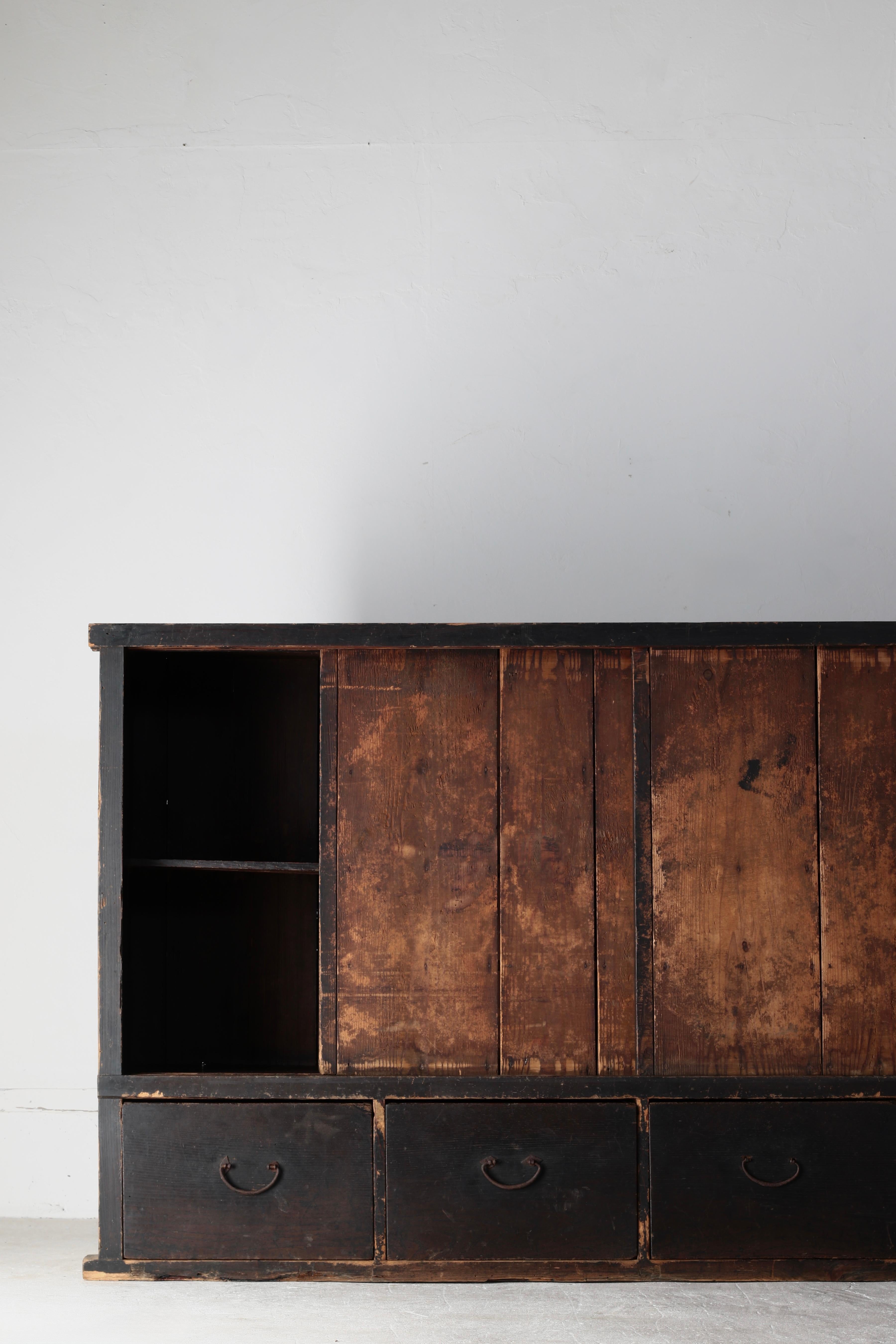 Japanese Antique Large Black Tansu / Cabinet Sideboard / 1868-1912s Wabi-sabi For Sale 5