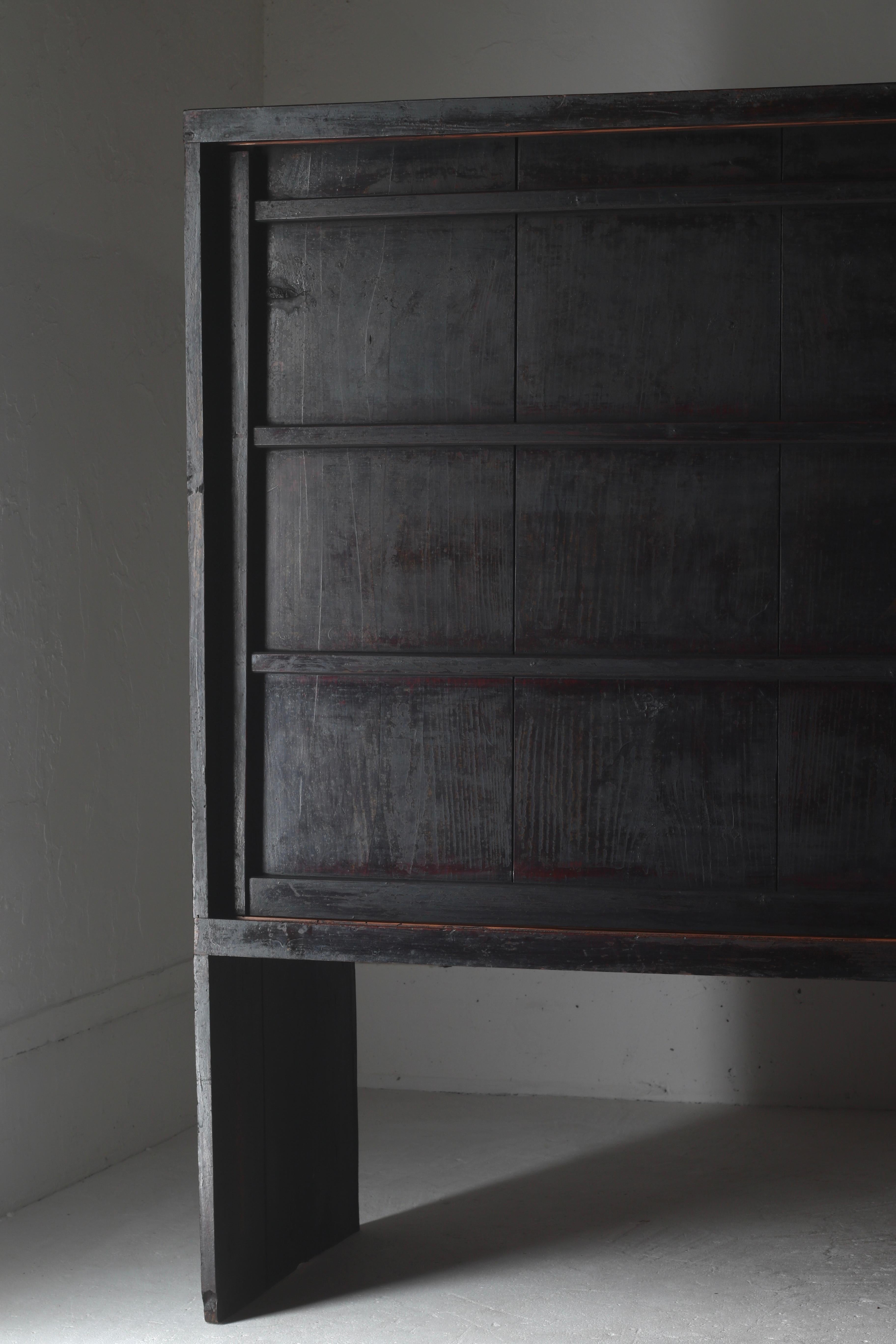 Japanese Antique Large Black Tansu / Cabinet Sideboard / 1868-1912s Wabi-sabi 6