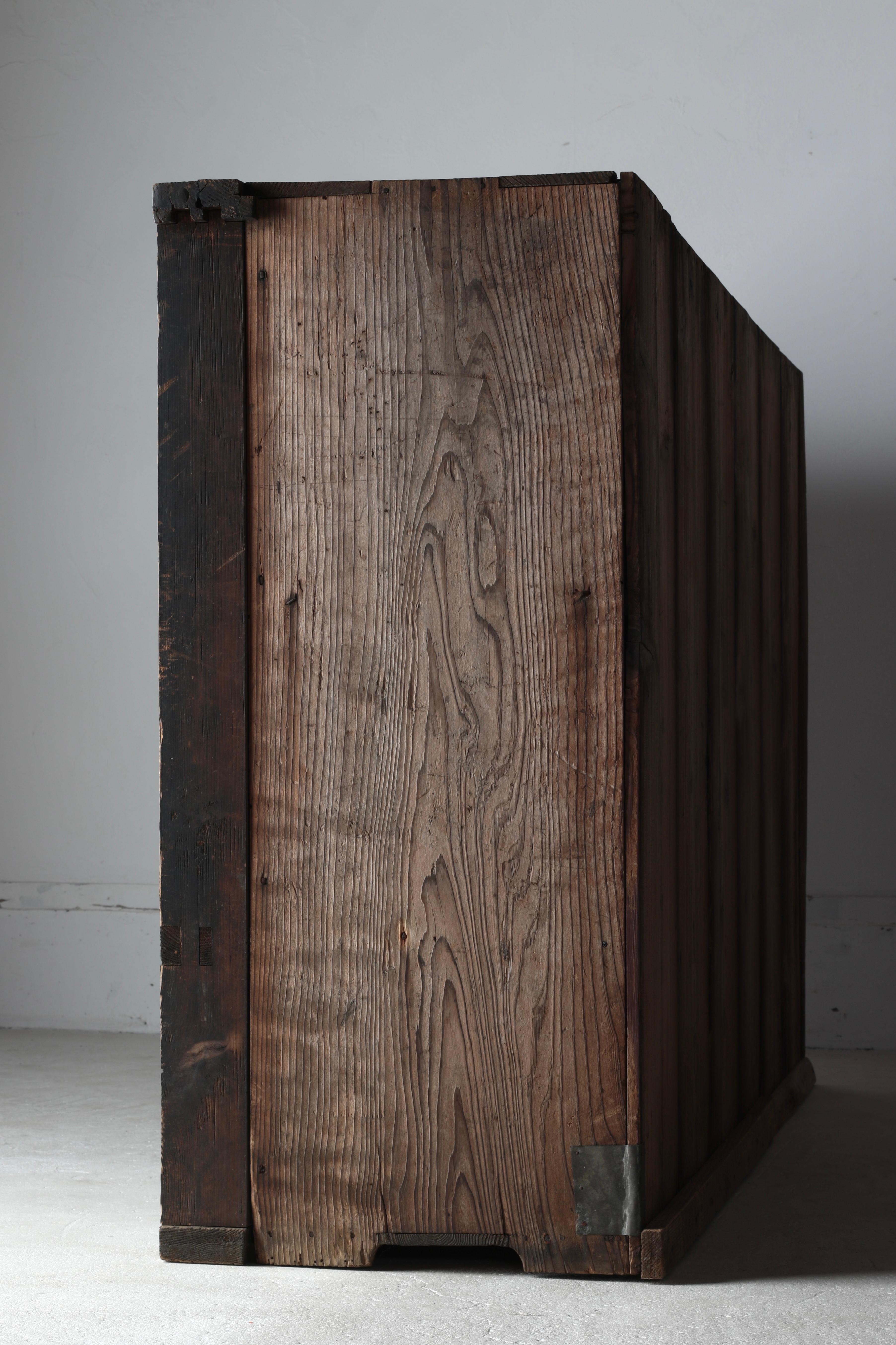 Japanese Antique Large Black Tansu / Cabinet Sideboard / 1868-1912s Wabi-sabi For Sale 8
