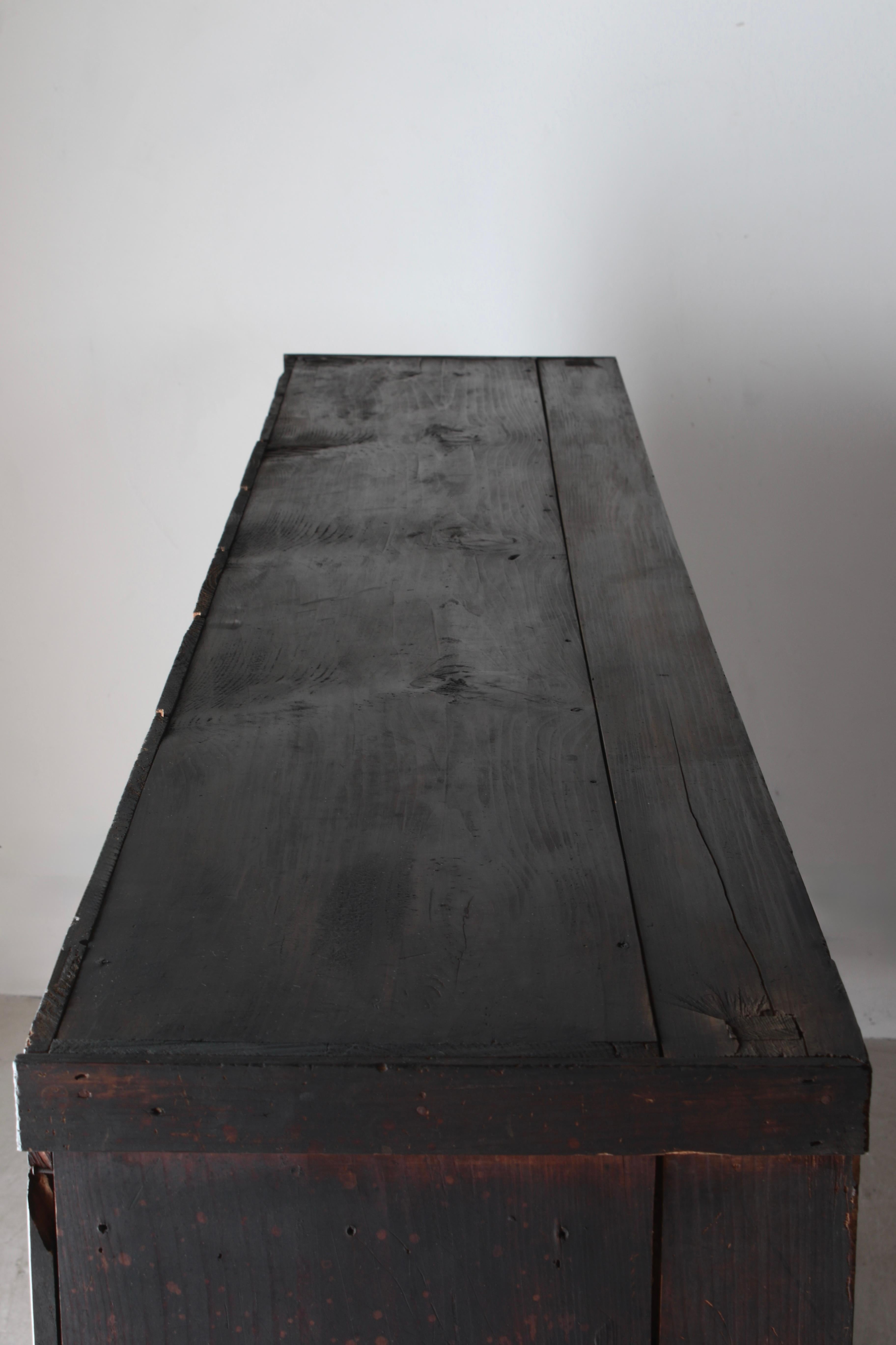 Japanese Antique Large Black Tansu / Cabinet Sideboard / 1868-1912s Wabi-sabi For Sale 10