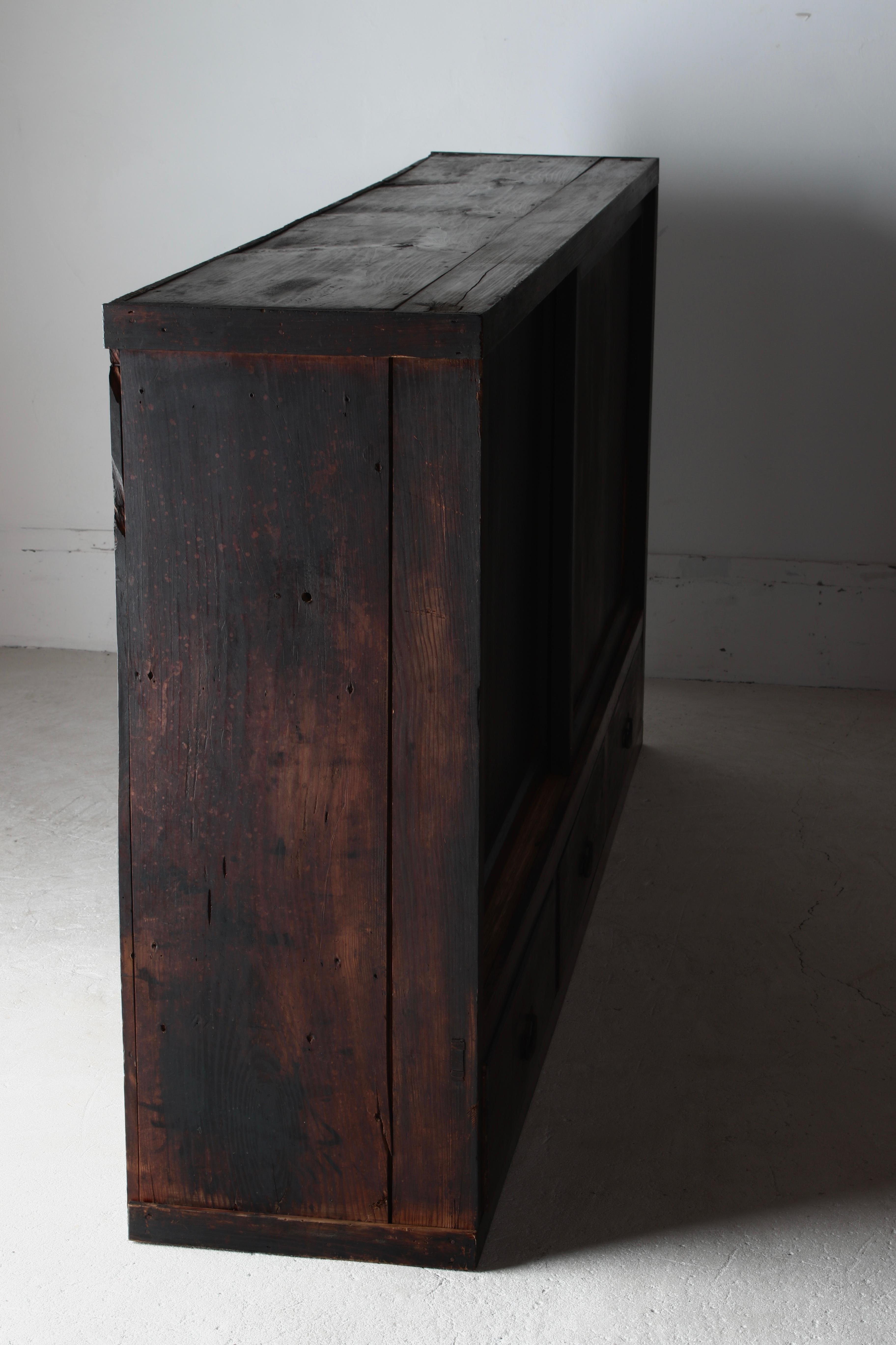 Japanese Antique Large Black Tansu / Cabinet Sideboard / 1868-1912s Wabi-sabi For Sale 11