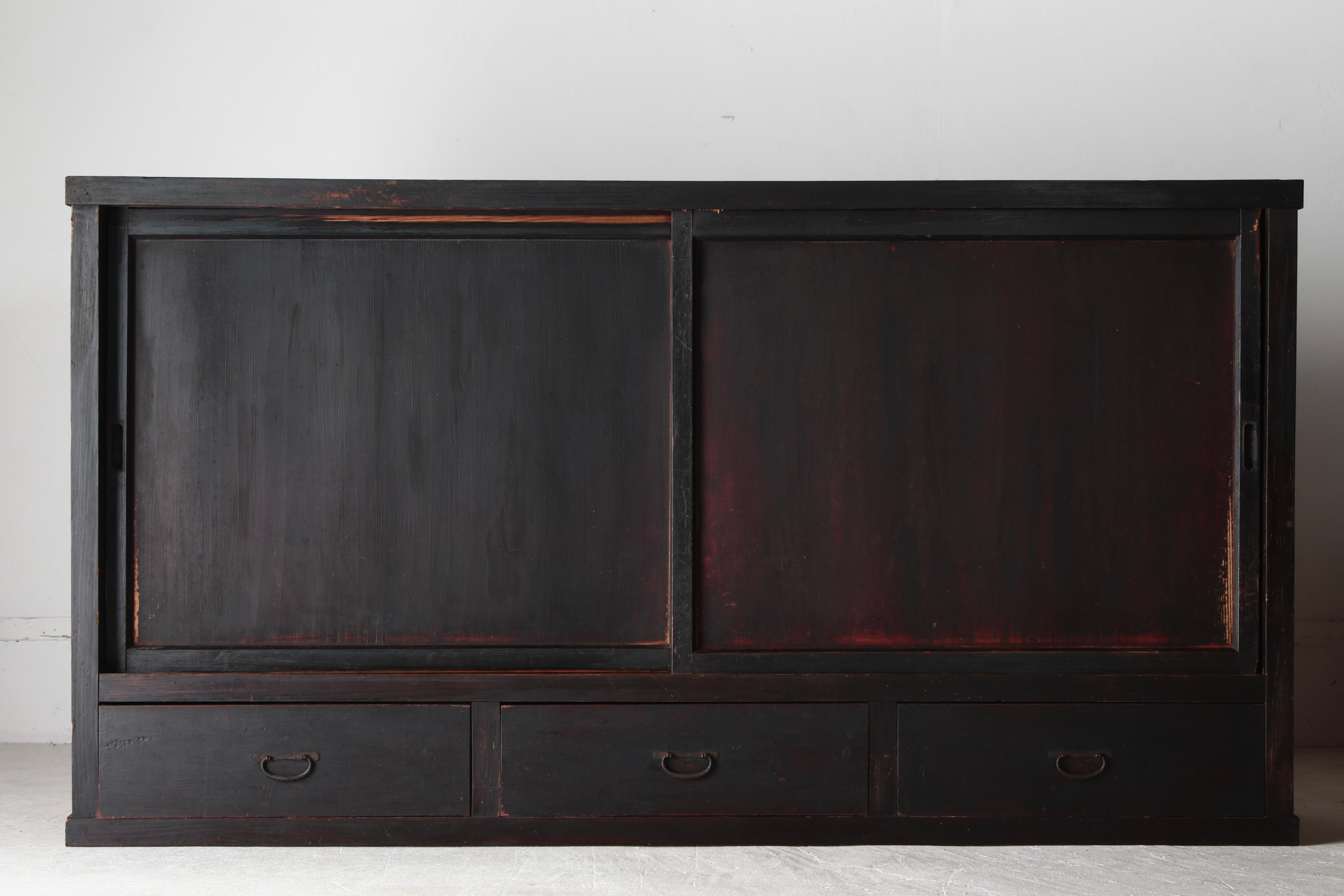 Japanese Antique Large Black Tansu / Cabinet Sideboard / 1868-1912s Wabi-sabi For Sale 13