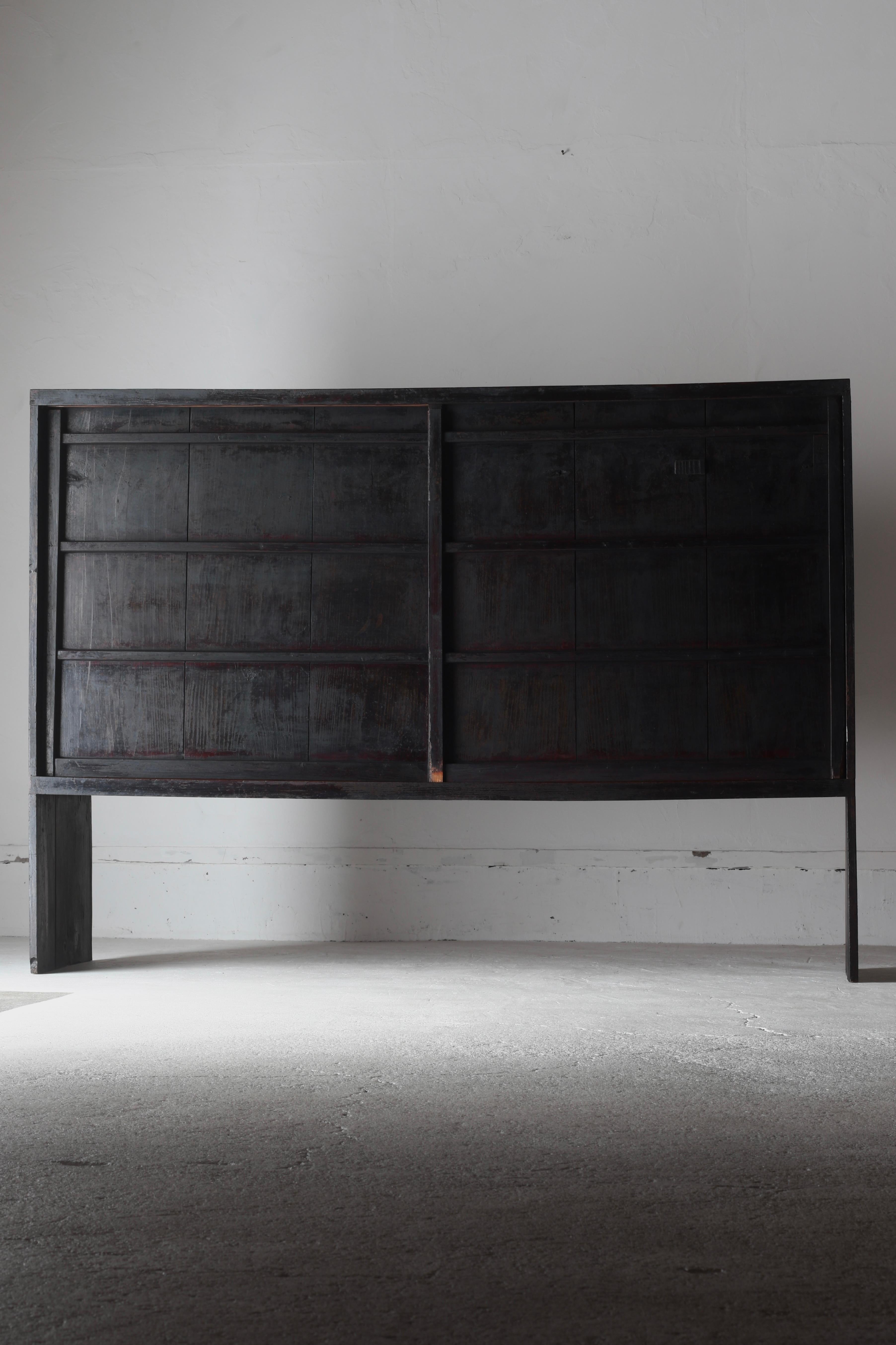 Meiji Japanese Antique Large Black Tansu / Cabinet Sideboard / 1868-1912s Wabi-sabi