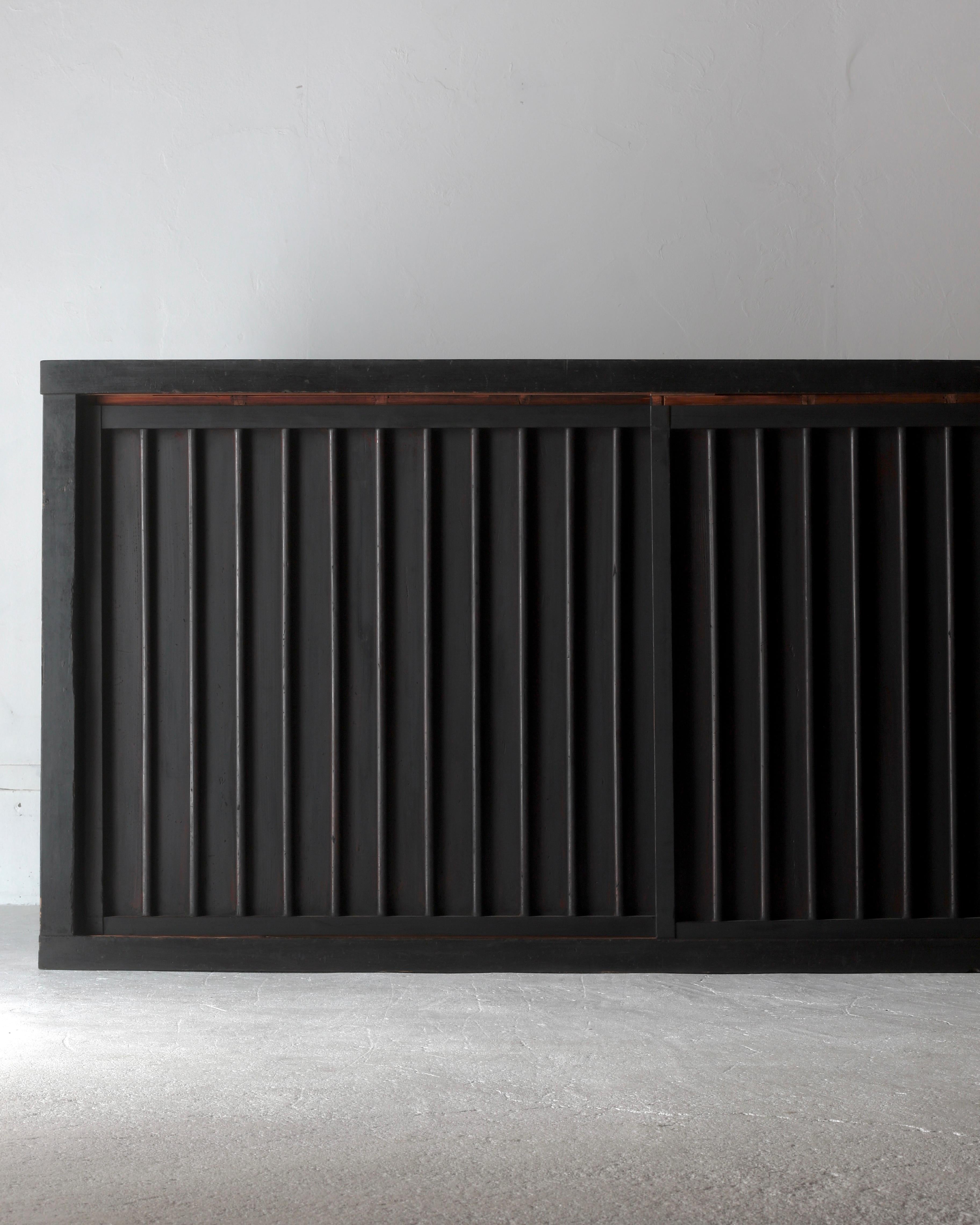 19th Century Japanese Antique Large Black Tansu / Cabinet Sideboard / 1868-1912s Wabi-sabi