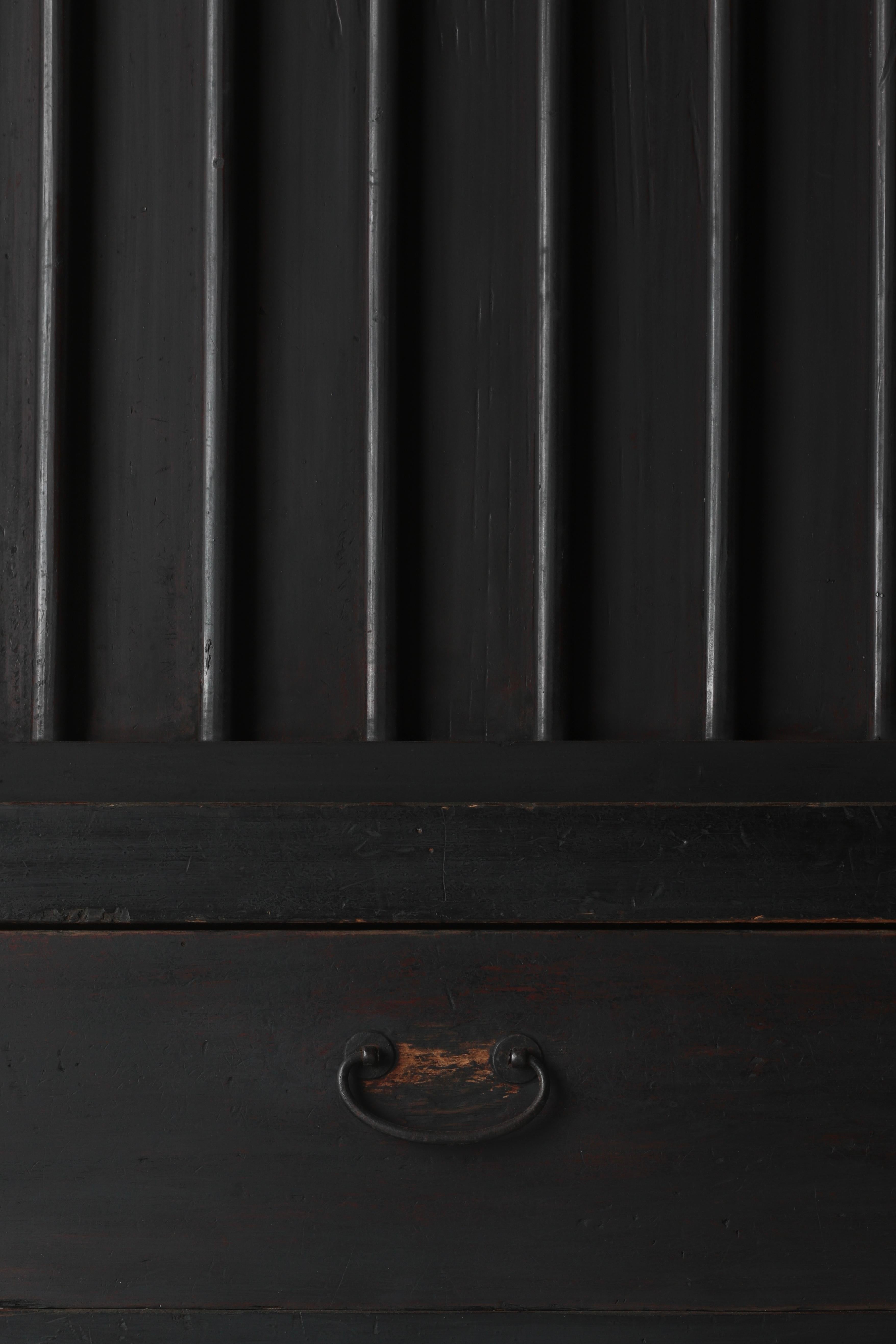 Wood Japanese Antique Large Black Tansu / Cabinet Sideboard / 1868-1912s Wabi-sabi