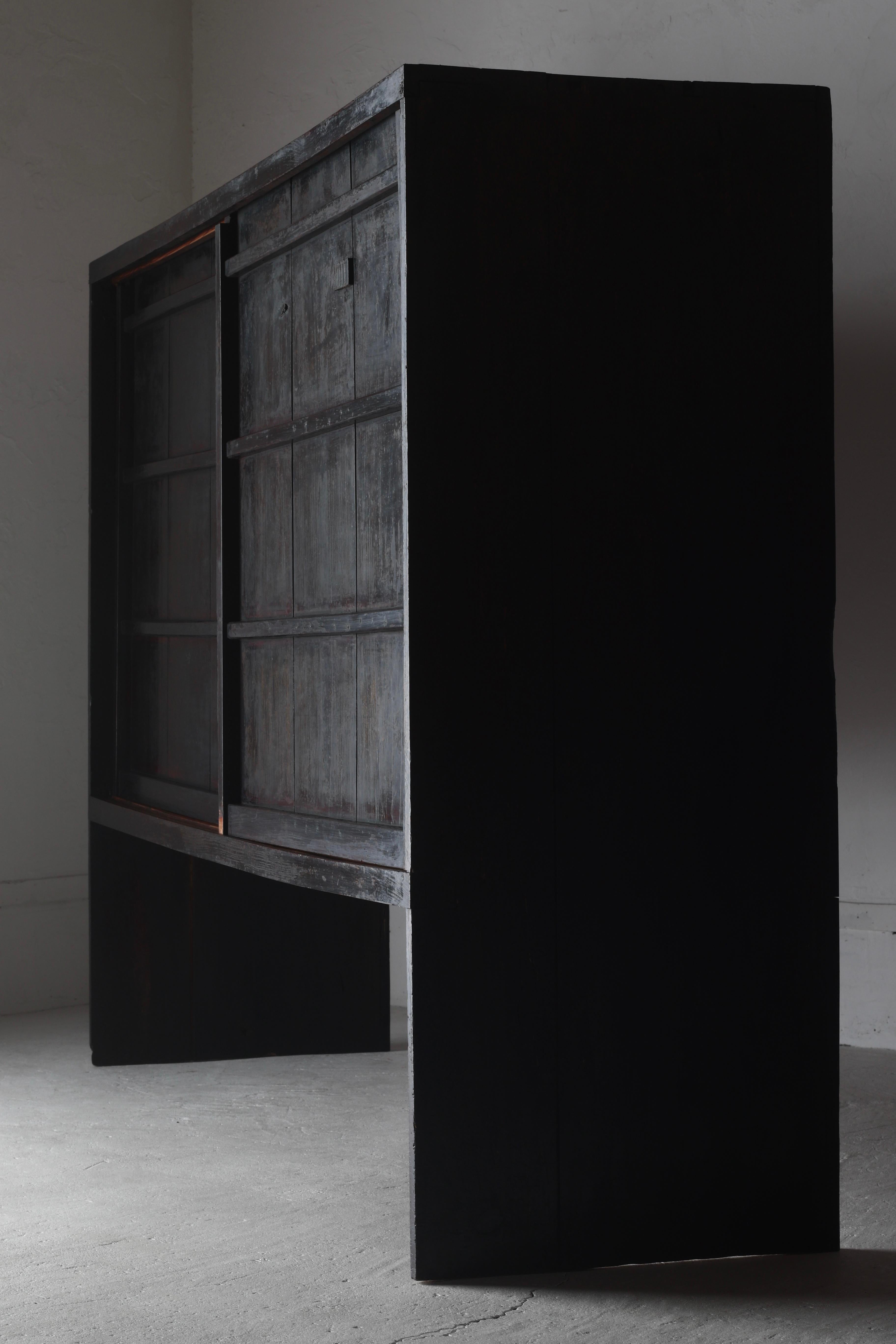 Wood Japanese Antique Large Black Tansu / Cabinet Sideboard / 1868-1912s Wabi-sabi