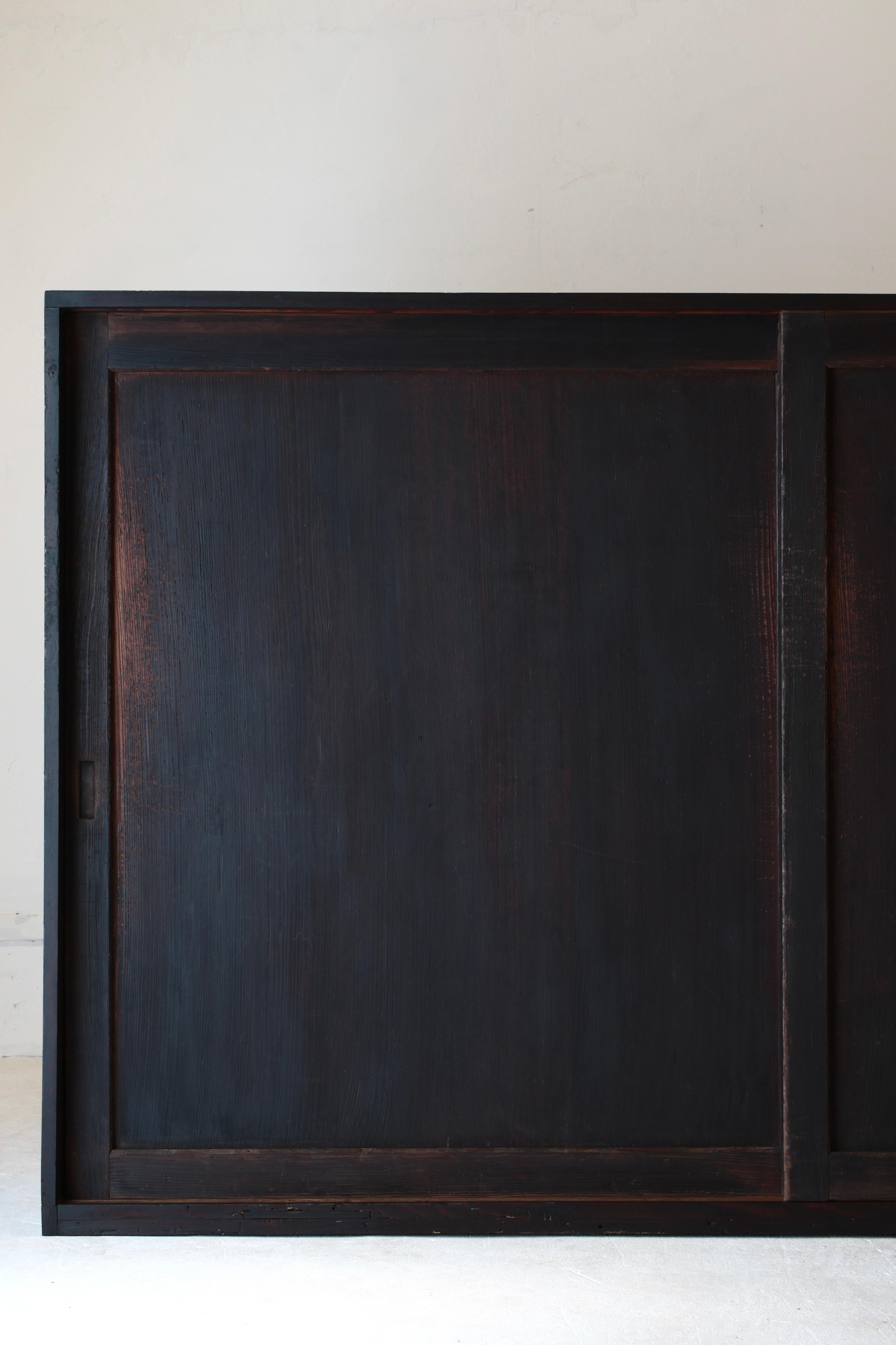 Antiguo Tansu Japonés Negro Grande / Aparador / 1868-1912s Wabi-sabi 1