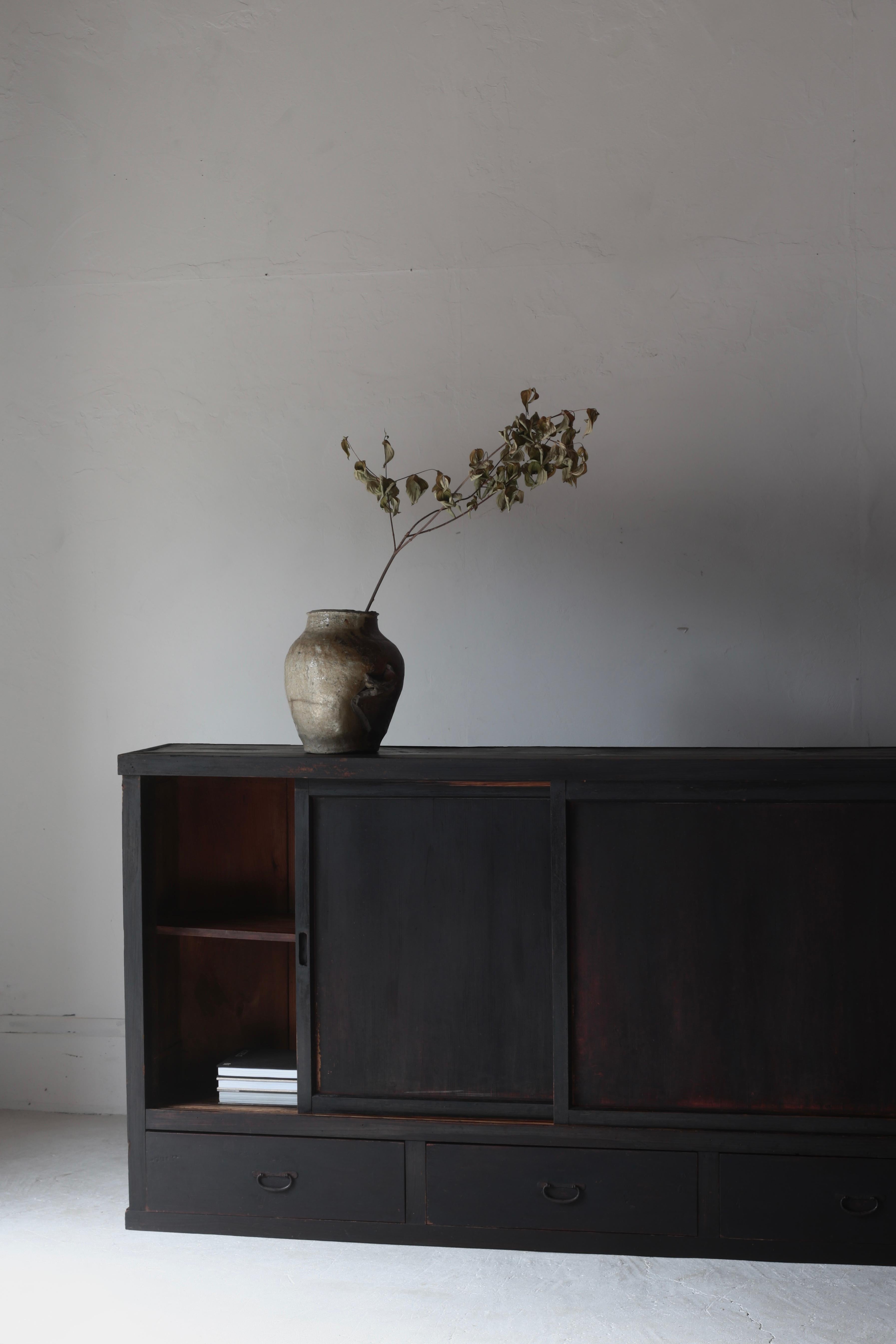 Japanese Antique Large Black Tansu / Cabinet Sideboard / 1868-1912s Wabi-sabi For Sale 2