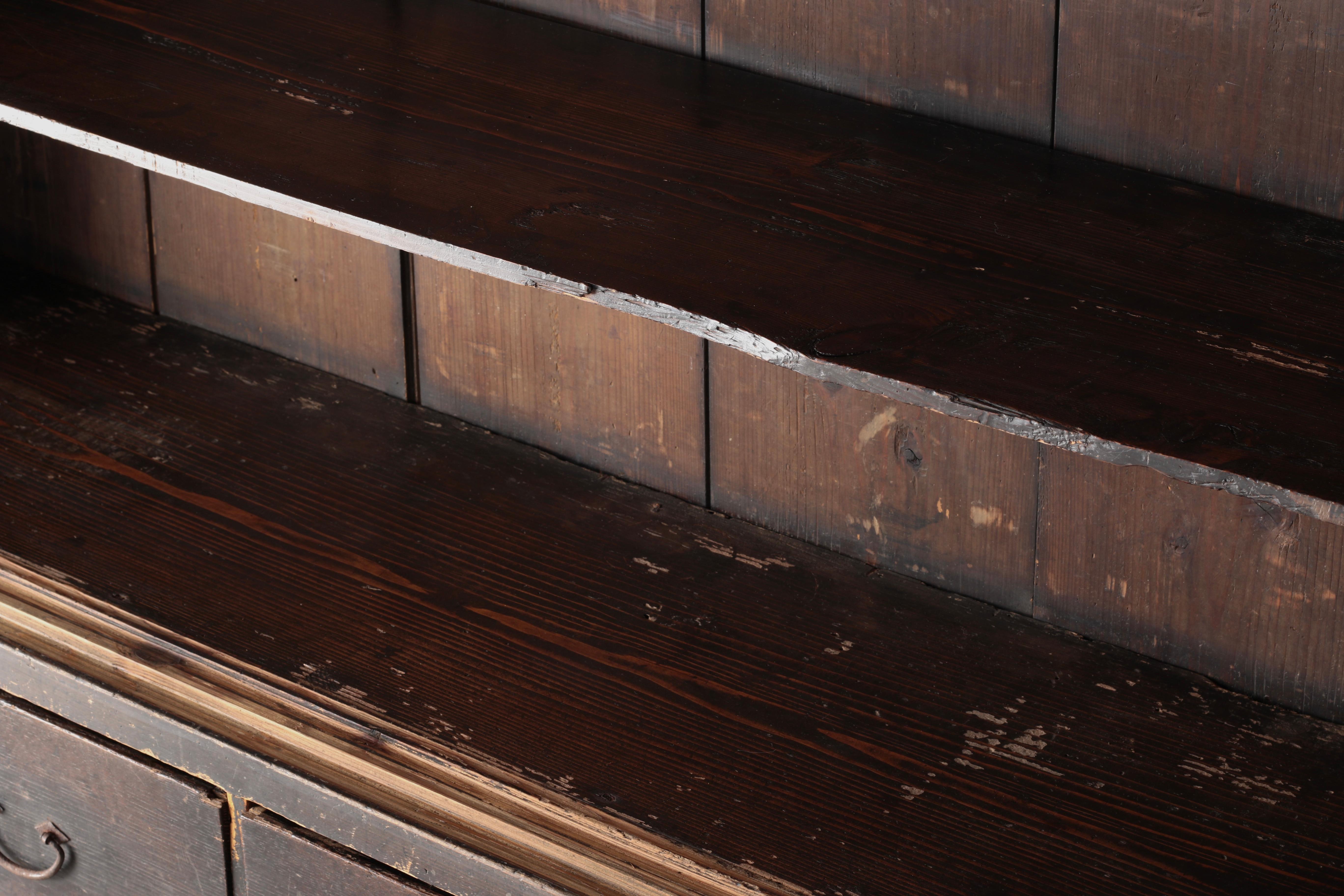 Japanese Antique Large Black Tansu / Cabinet Sideboard / 1868-1912s Wabi-sabi For Sale 2