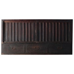 Japanese Antique Large Black Tansu / Cabinet Sideboard / 1868-1912s / Wabi-Sabi