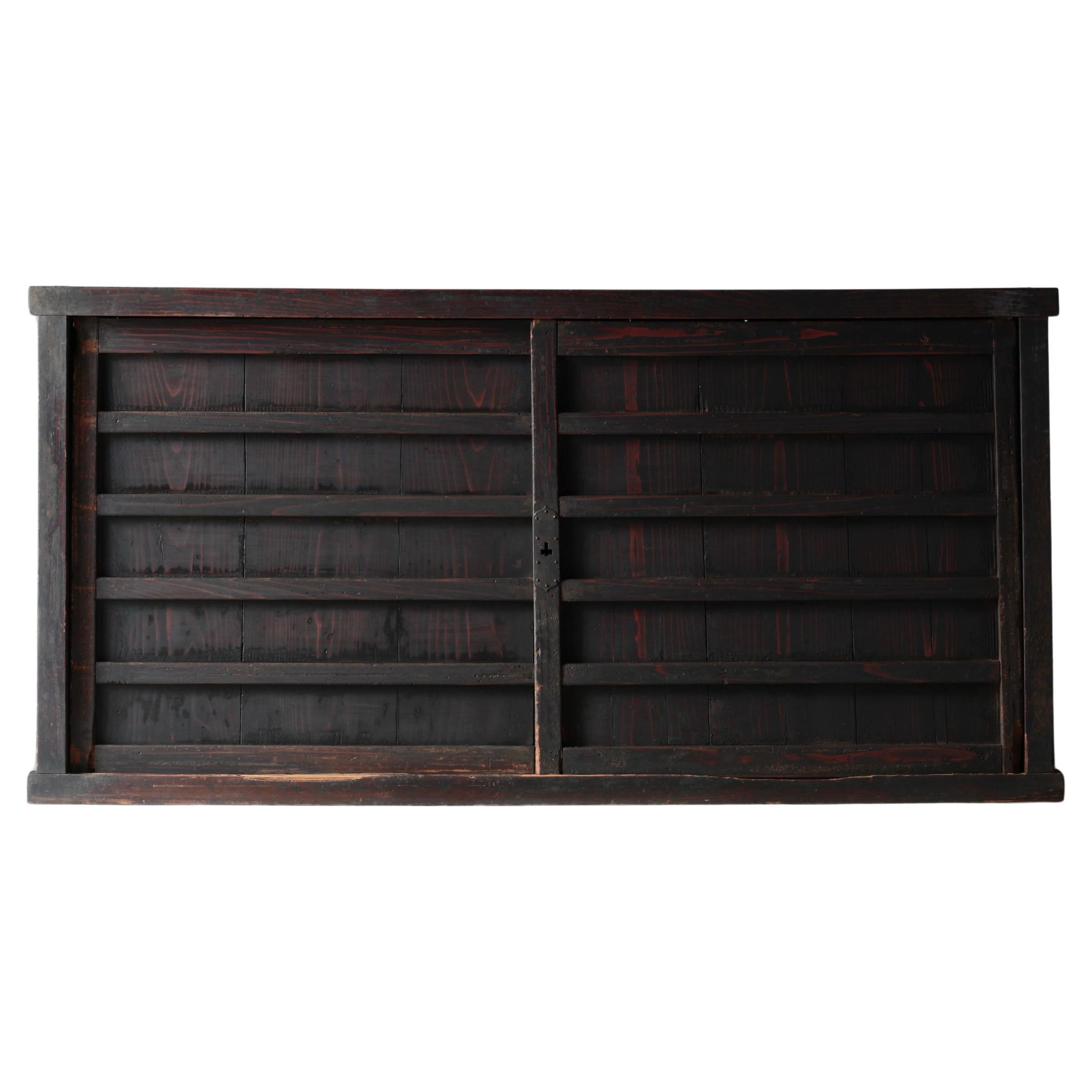 Japanese Antique Large Black Tansu / Cabinet Sideboard / 1868-1912s / Wabi-Sabi