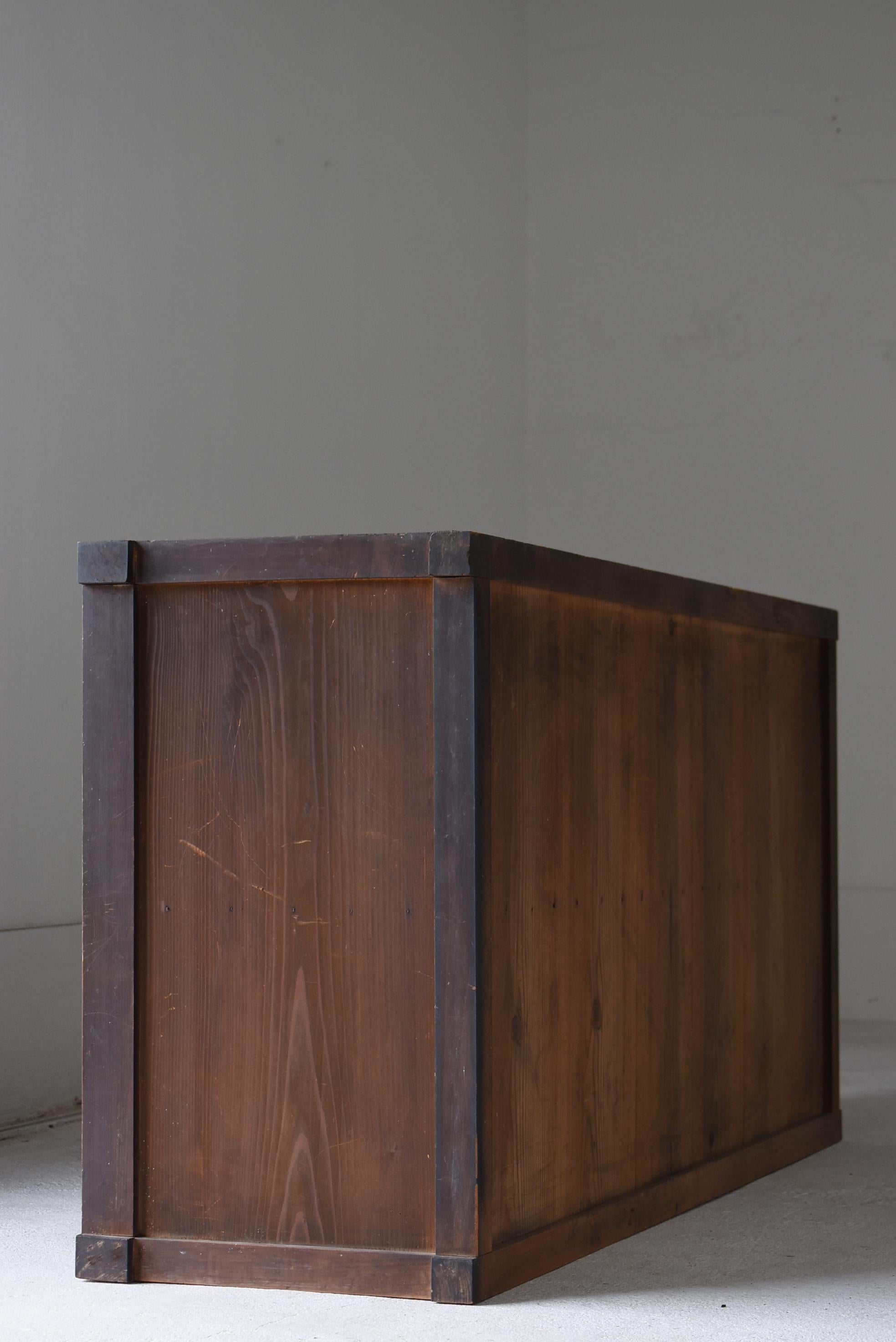 Grand Tansu brun ancien japonais 1860s-1900s / Sideboard Cabinet Wabisabi en vente 6