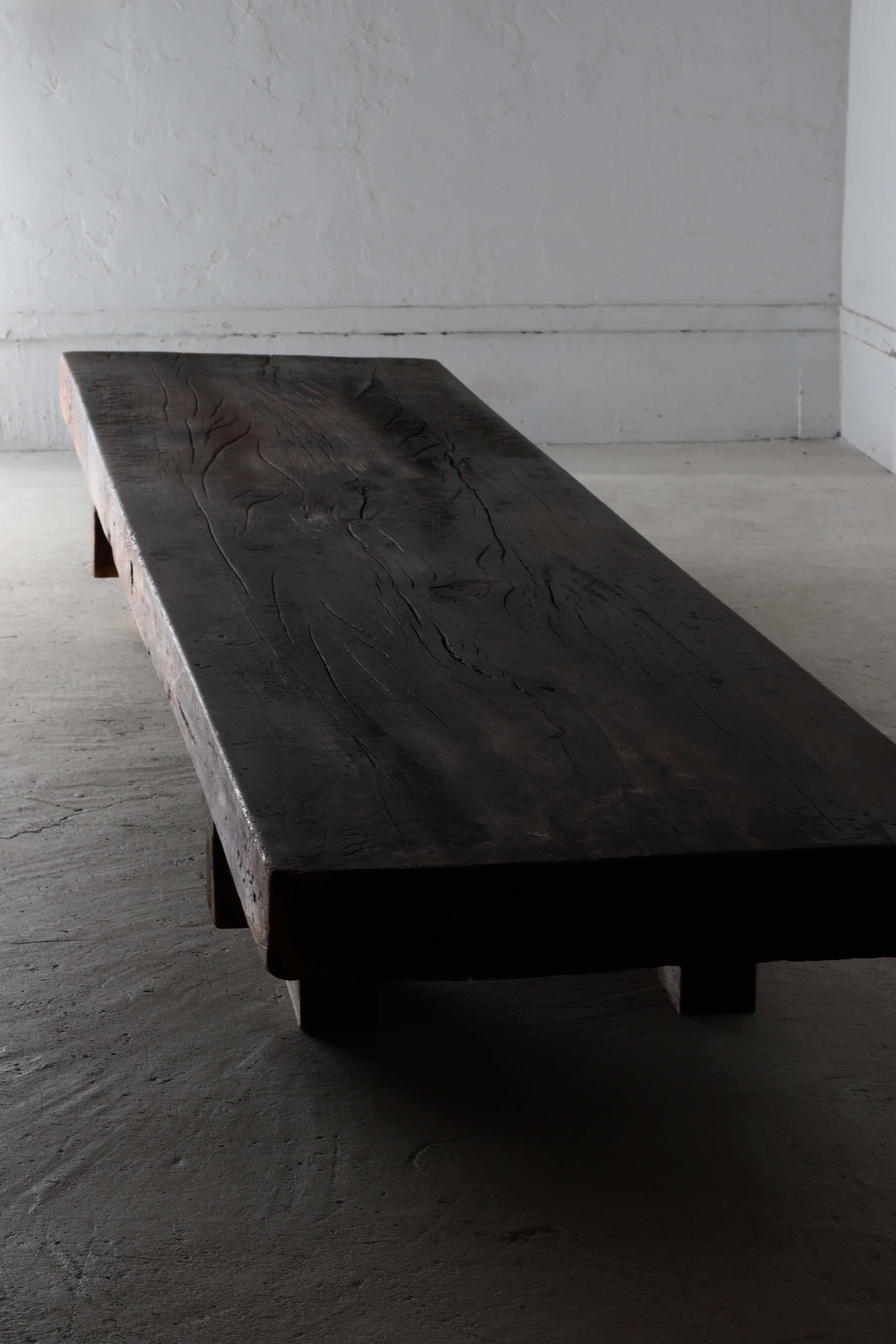 Japanese Antique Large Center Table / Sofa Table Low Table / Wabi-Sabi Primitive For Sale 4