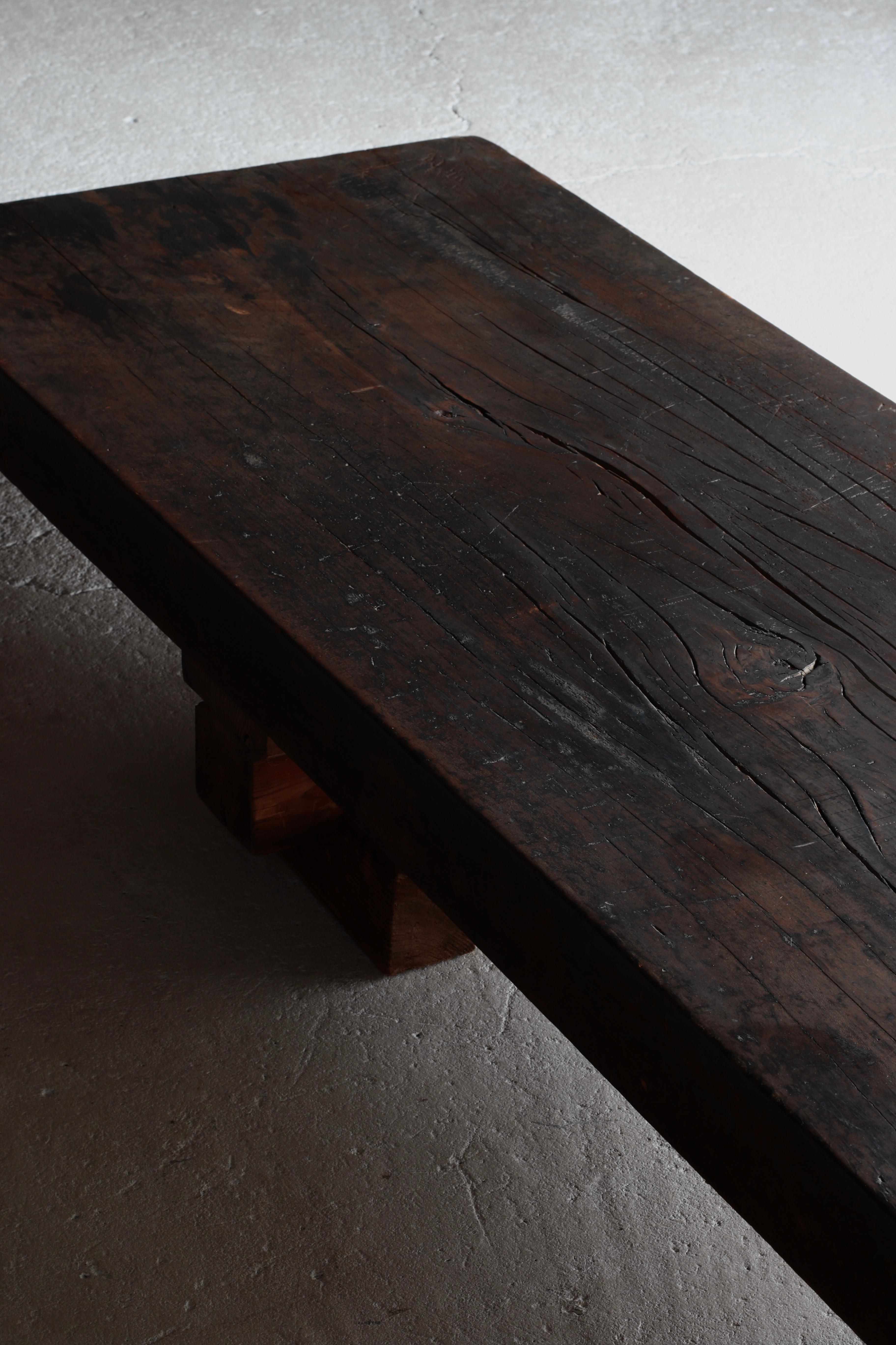 Japanese Antique Large Center Table / Sofa Table Low Table / Wabi-Sabi Primitive For Sale 5