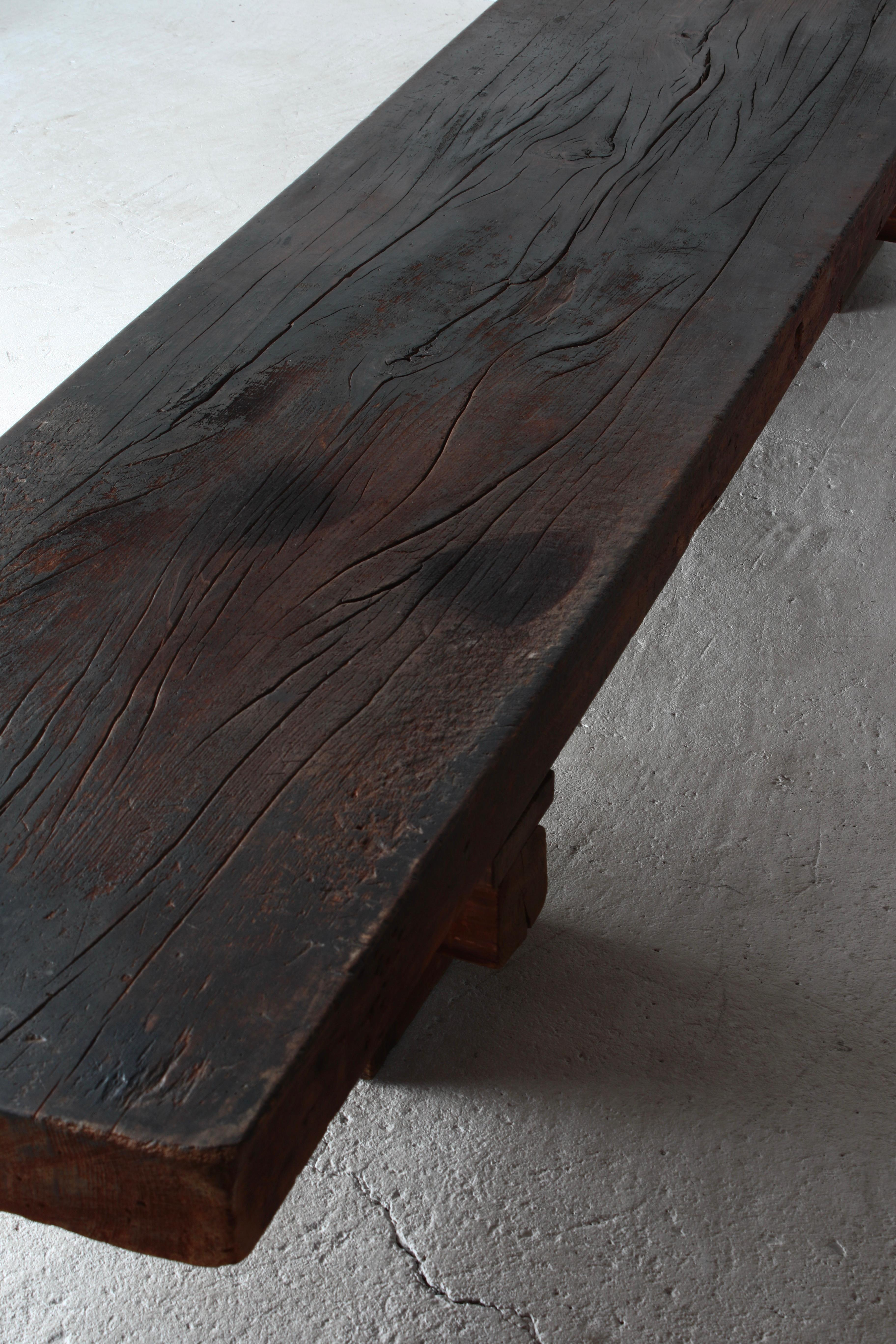 Japanese Antique Large Center Table / Sofa Table Low Table / Wabi-Sabi Primitive For Sale 6