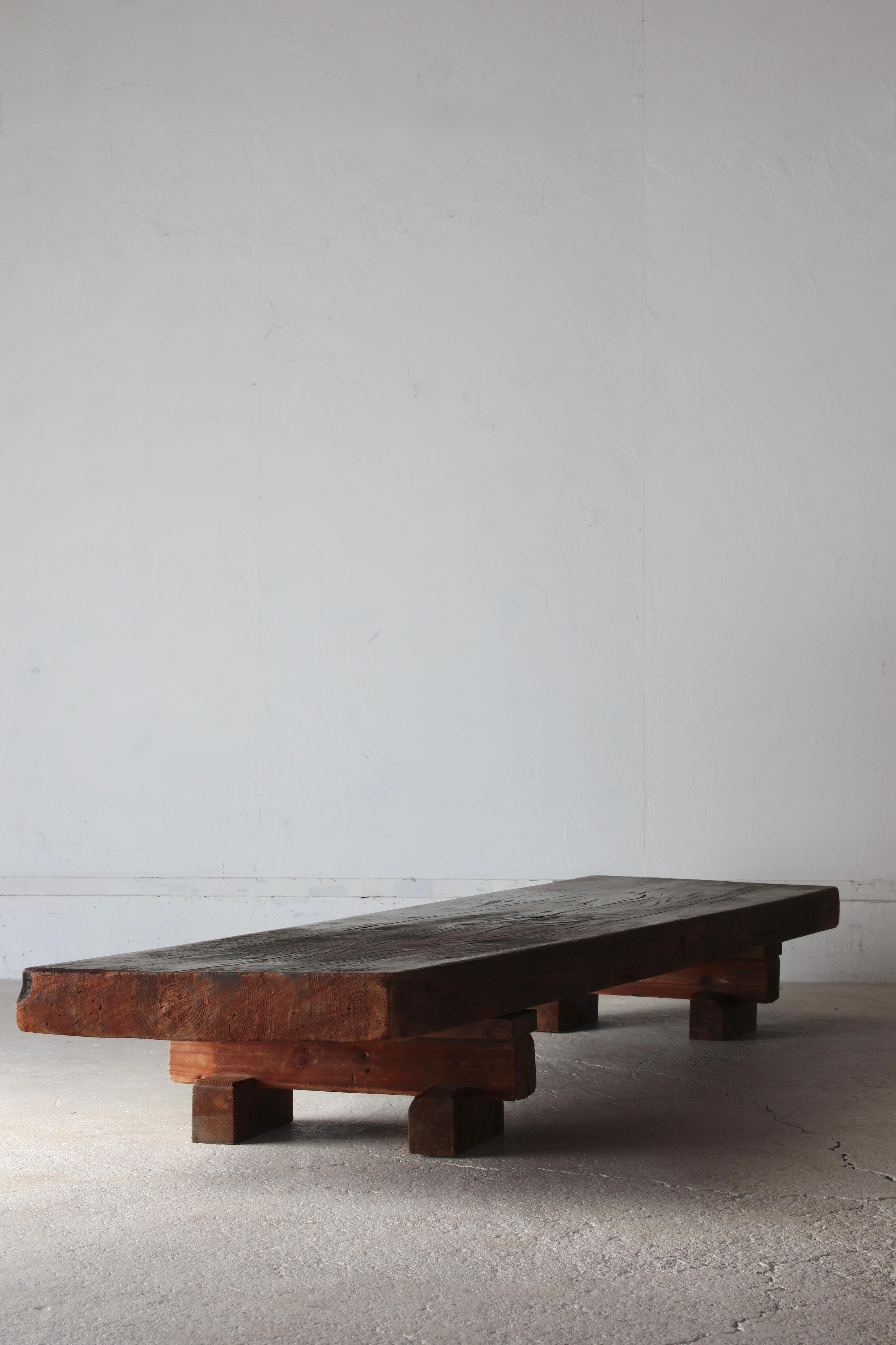 Japanese Antique Large Center Table / Sofa Table Low Table / Wabi-Sabi Primitive For Sale 10