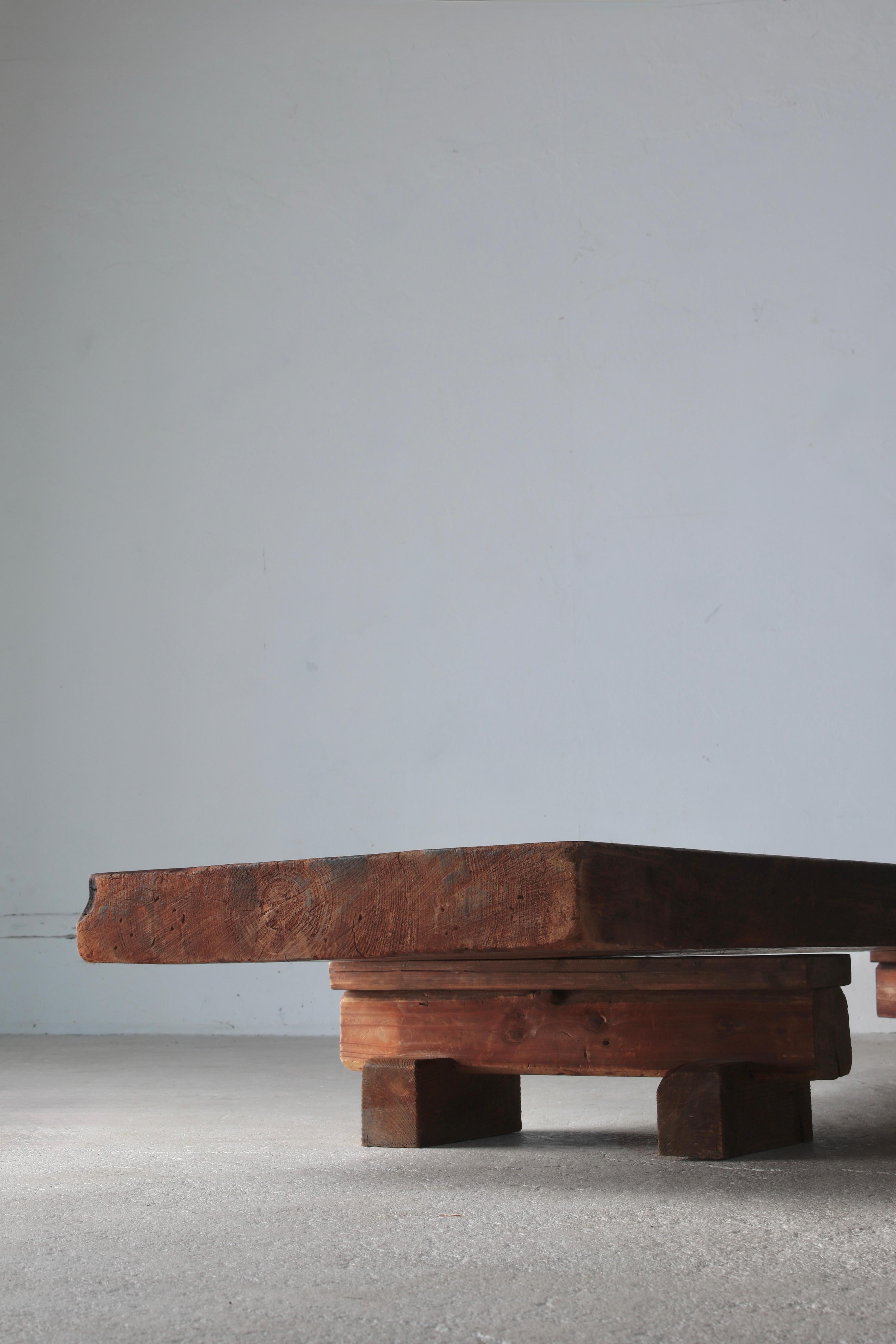 Japanese Antique Large Center Table / Sofa Table Low Table / Wabi-Sabi Primitive For Sale 11