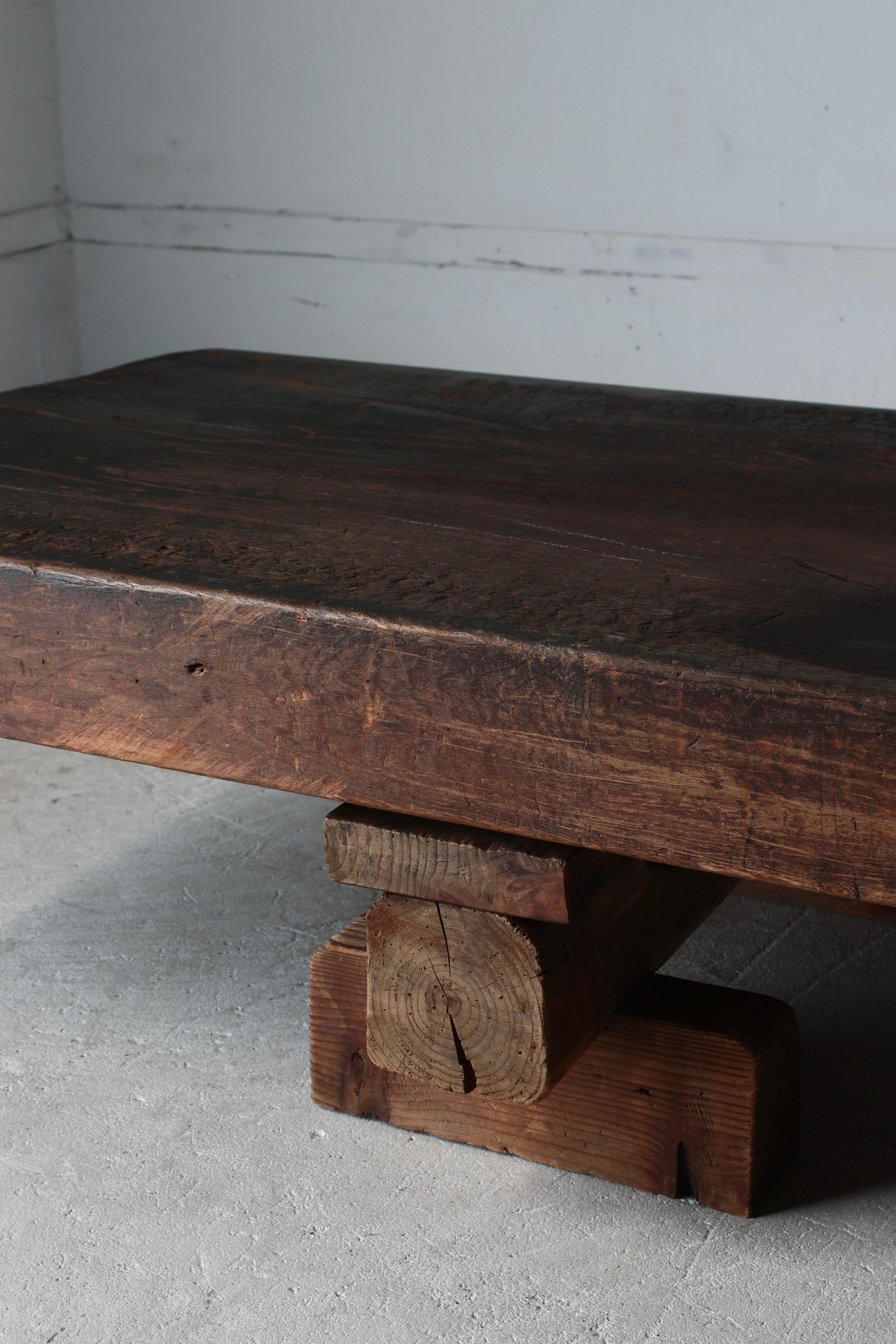 Japanese Antique Large Center Table / Sofa Table Low Table / Wabi-Sabi Primitive For Sale 12