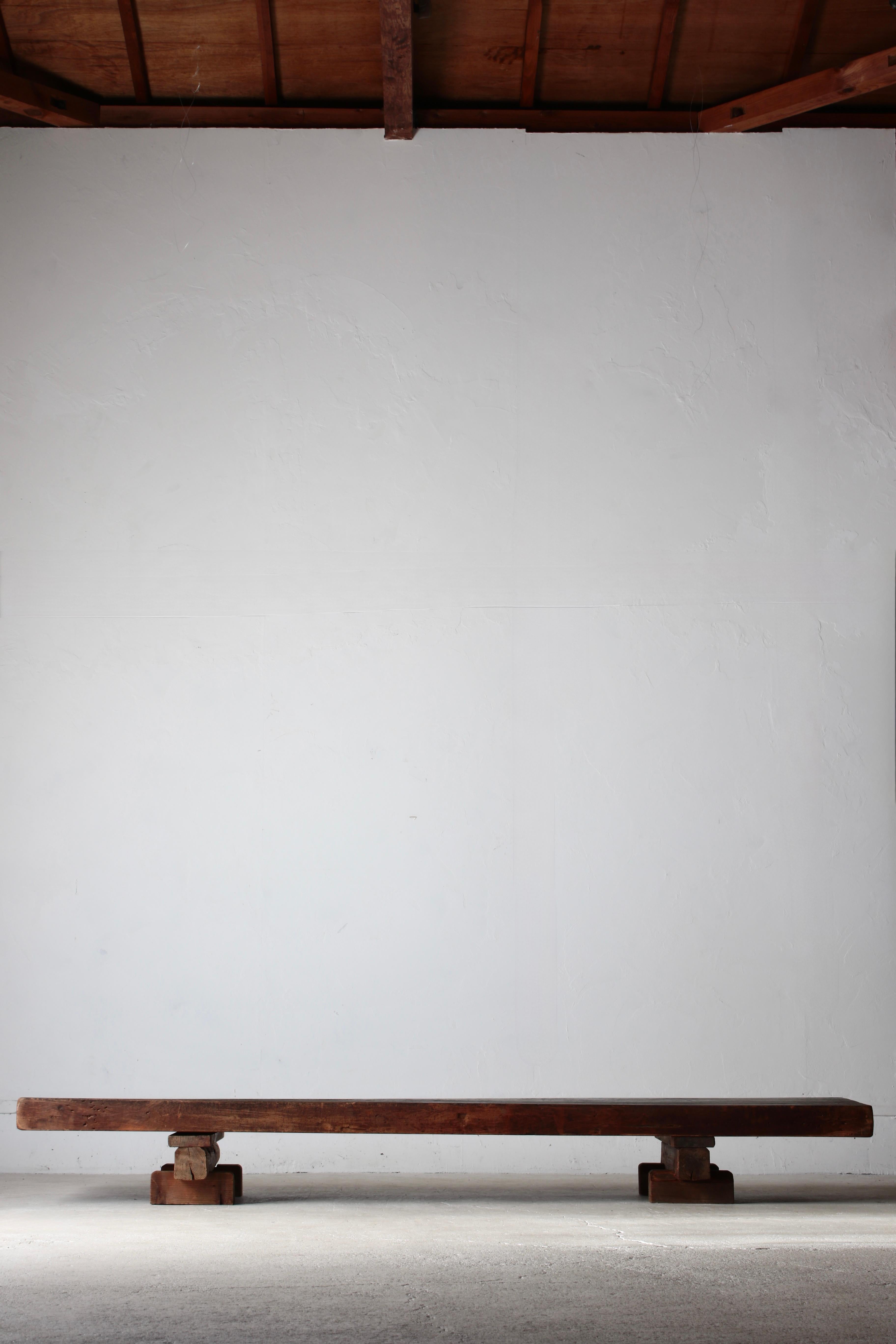 Japanese Antique Large Center Table / Sofa Table Low Table / Wabi-Sabi Primitive For Sale 13