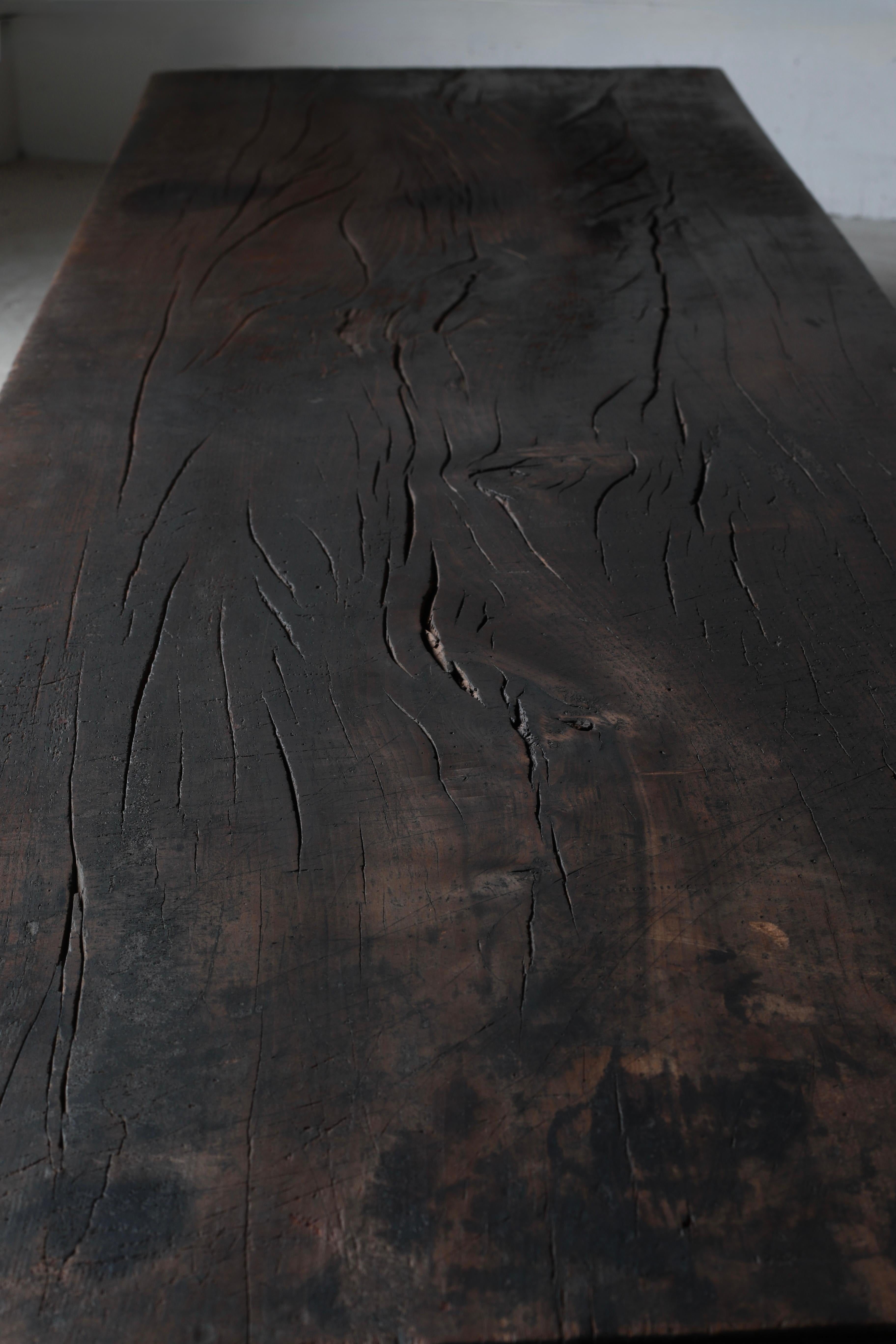 Woodwork Japanese Antique Large Center Table / Sofa Table Low Table / Wabi-Sabi Primitive For Sale