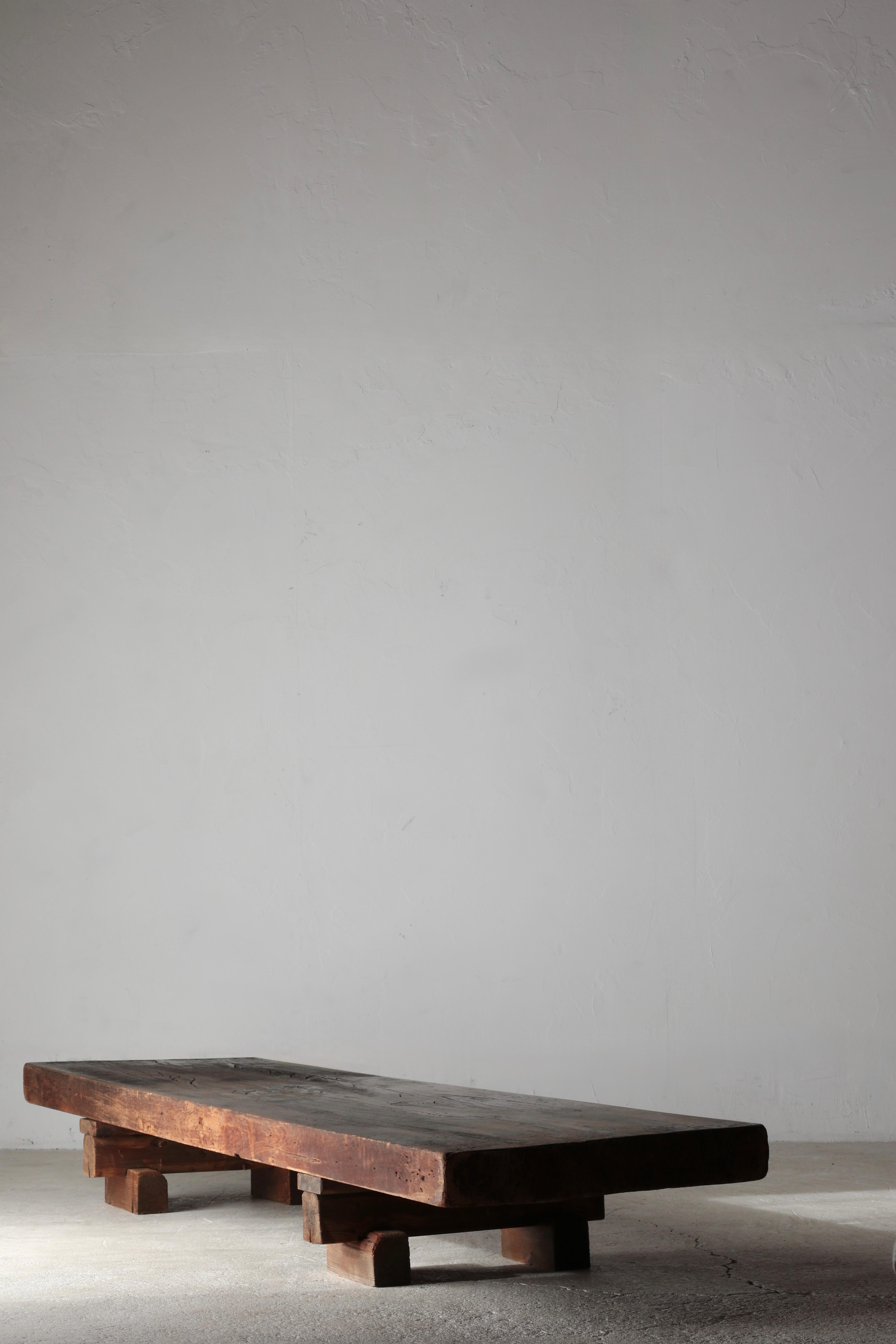 20th Century Japanese Antique Large Center Table / Sofa Table Low Table / Wabi-Sabi Primitive For Sale