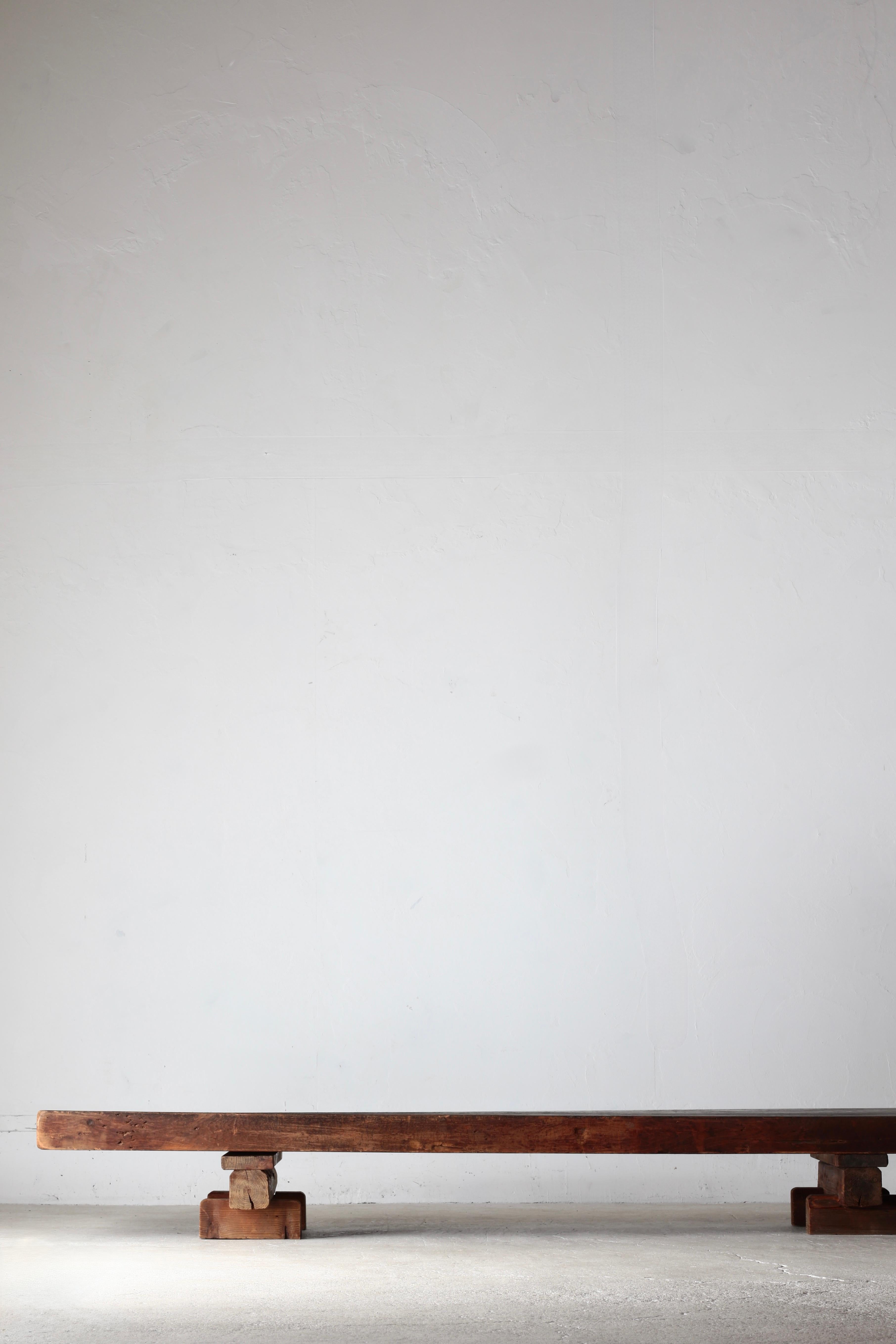 Hardwood Japanese Antique Large Center Table / Sofa Table Low Table / Wabi-Sabi Primitive For Sale