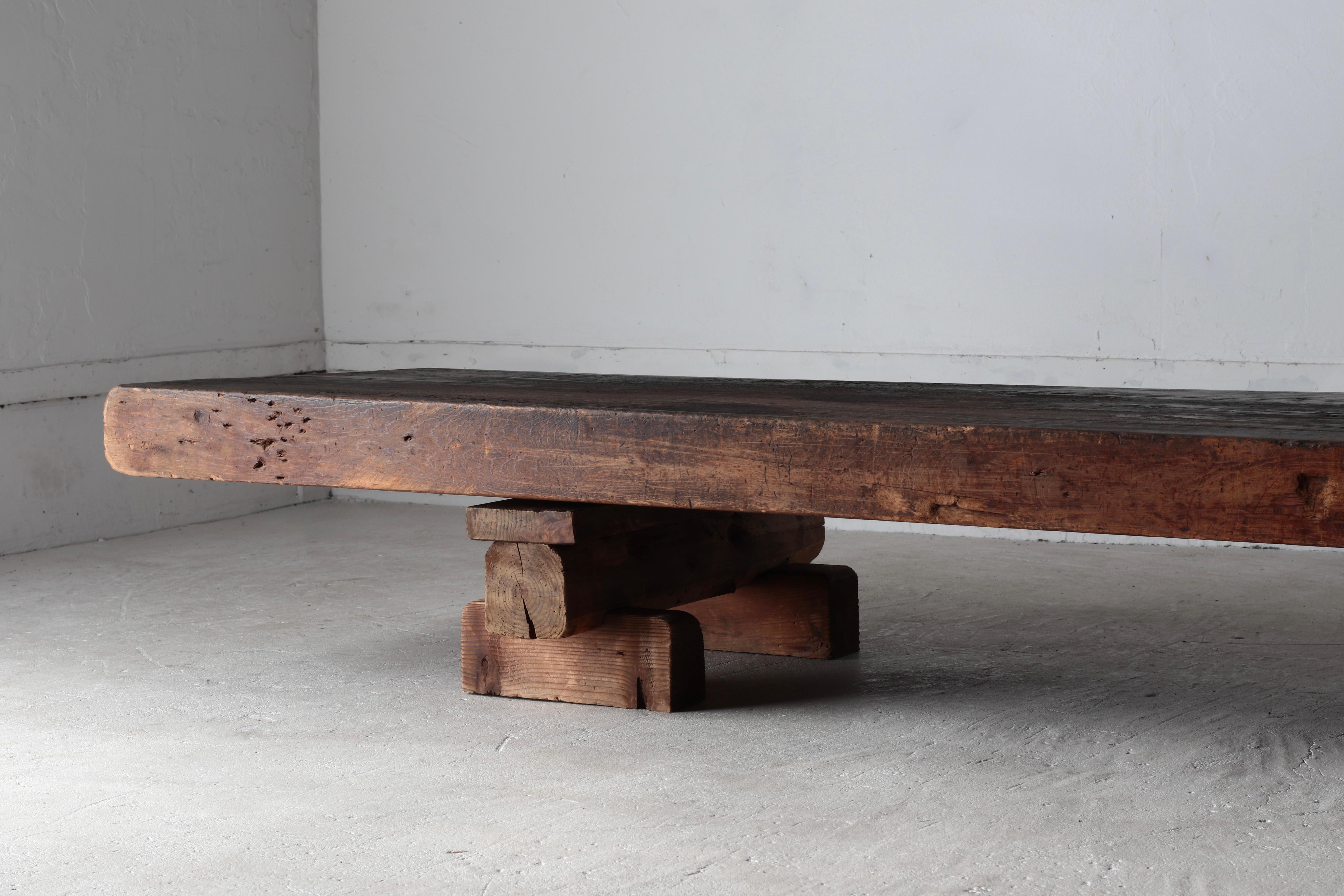 Japanese Antique Large Center Table / Sofa Table Low Table / Wabi-Sabi Primitive For Sale 1