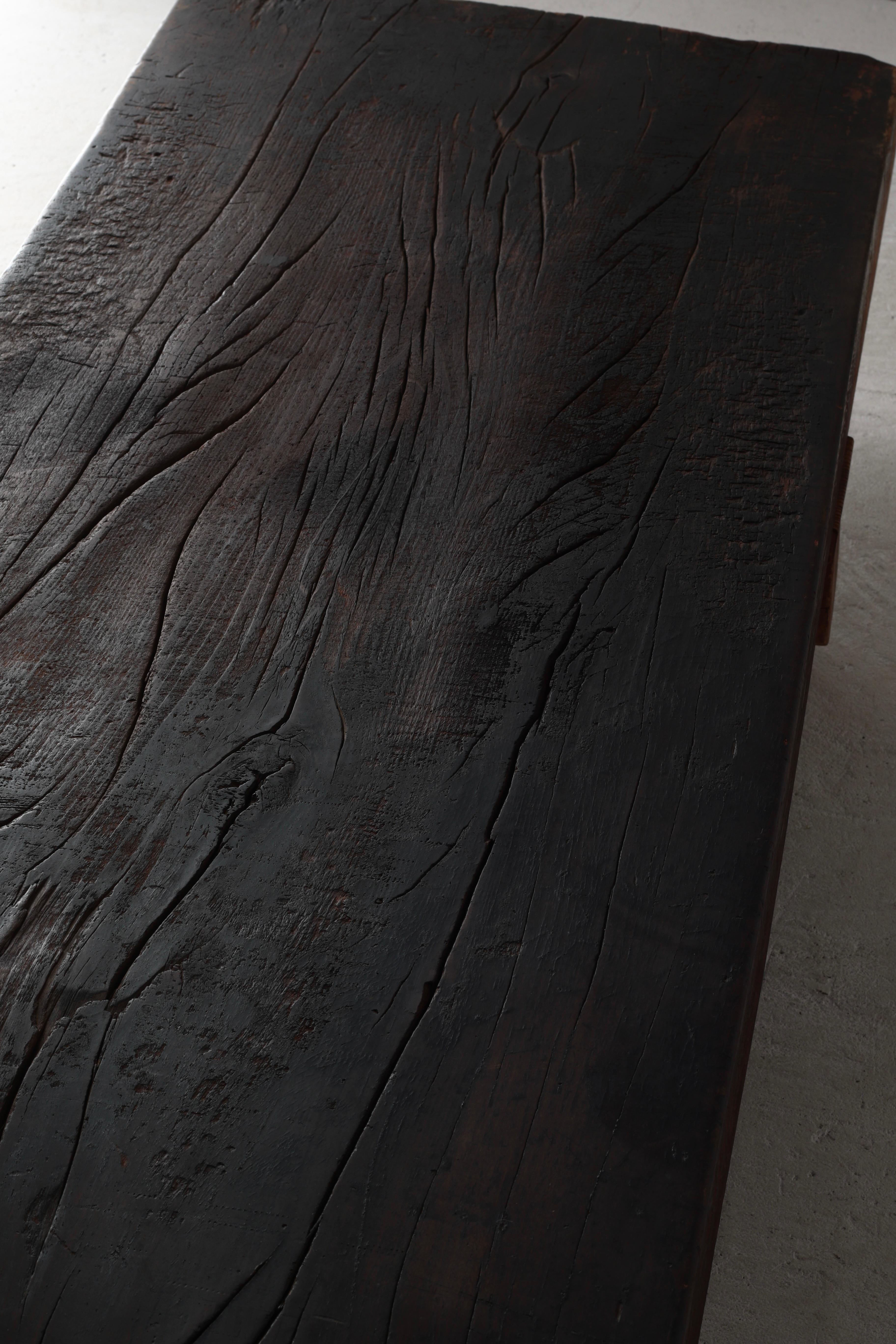 Japanese Antique Large Center Table / Sofa Table Low Table / Wabi-Sabi Primitive For Sale 3