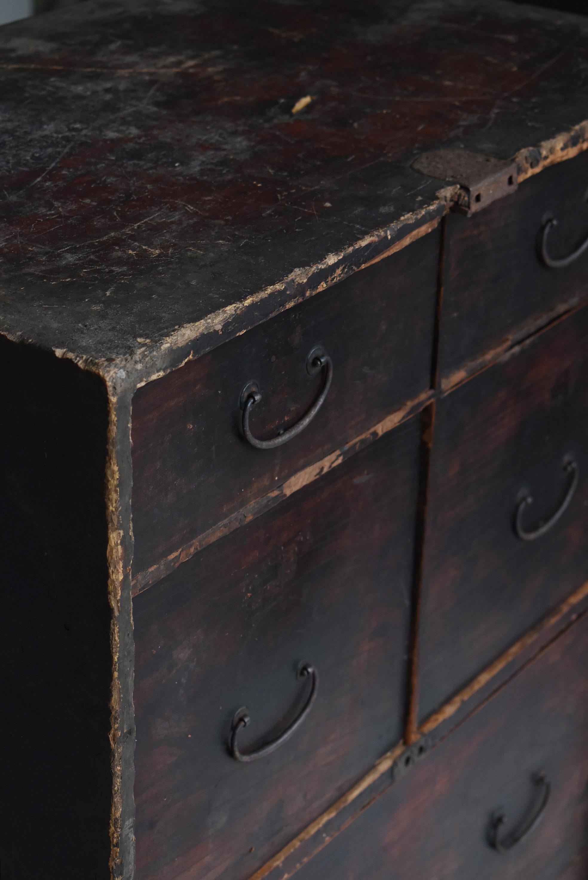 Japanese Antique Large Drawer 1860s-1920s / Tansu Sideboard Wabi Sabi For Sale 8