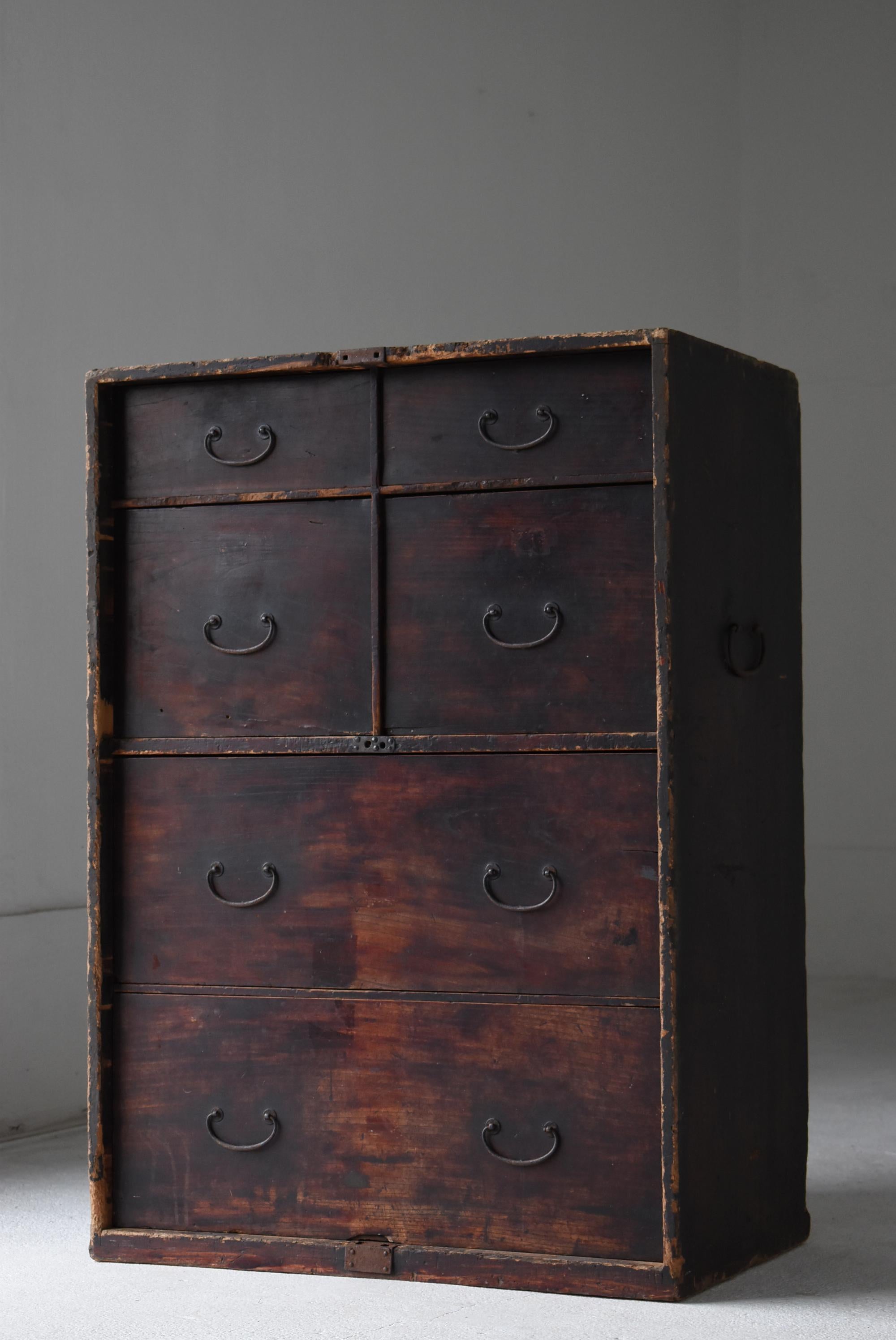 Woodwork Japanese Antique Large Drawer 1860s-1920s / Tansu Sideboard Wabi Sabi For Sale