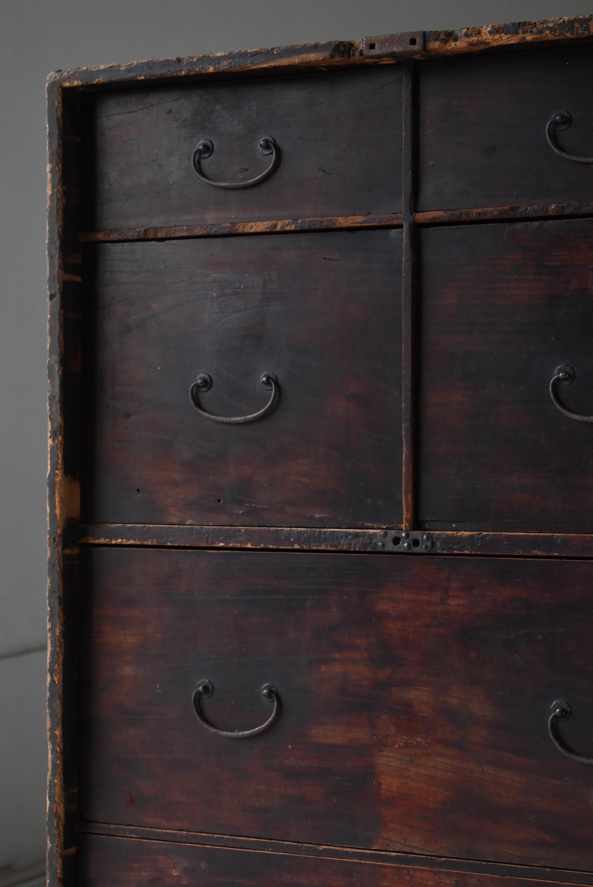 Wood Japanese Antique Large Drawer 1860s-1920s / Tansu Sideboard Wabi Sabi For Sale