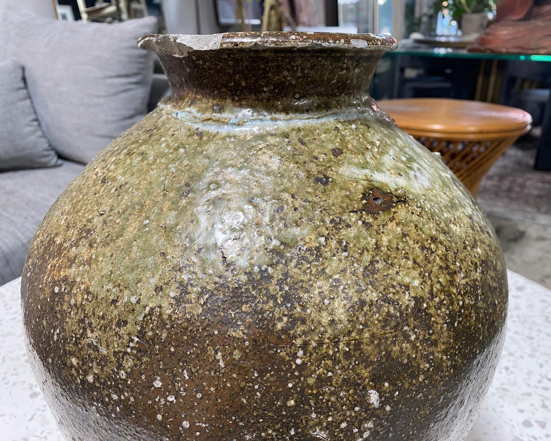 Antike japanische große Edo Wabi-Sabi Shigaraki-Kunstkeramikgefäß-Vase Tsubo-Topf-Vase im Angebot 3