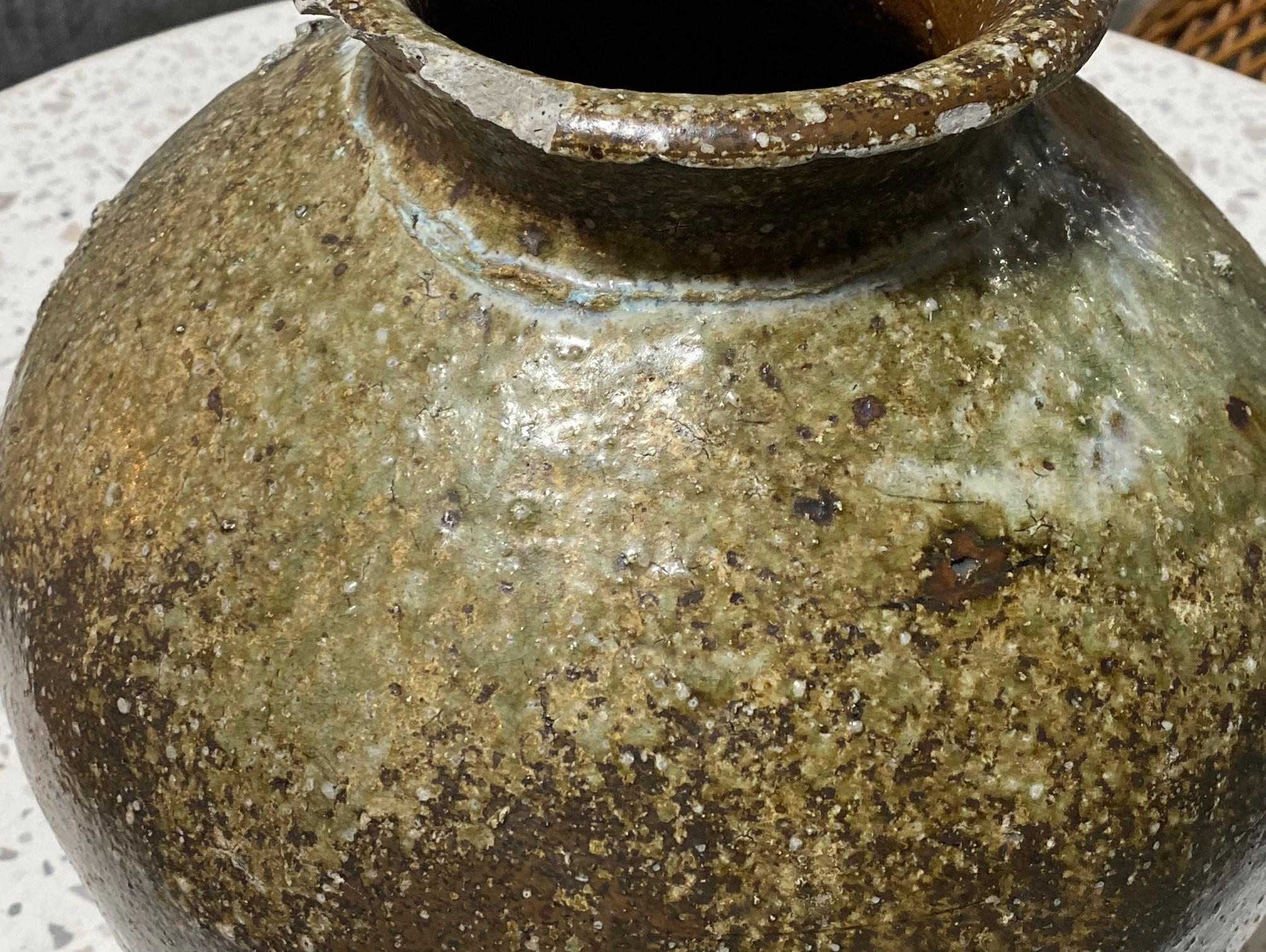 Japanese Antique Large Edo Wabi-Sabi Shigaraki Art Pottery Jar Tsubo Pot Vase For Sale 14