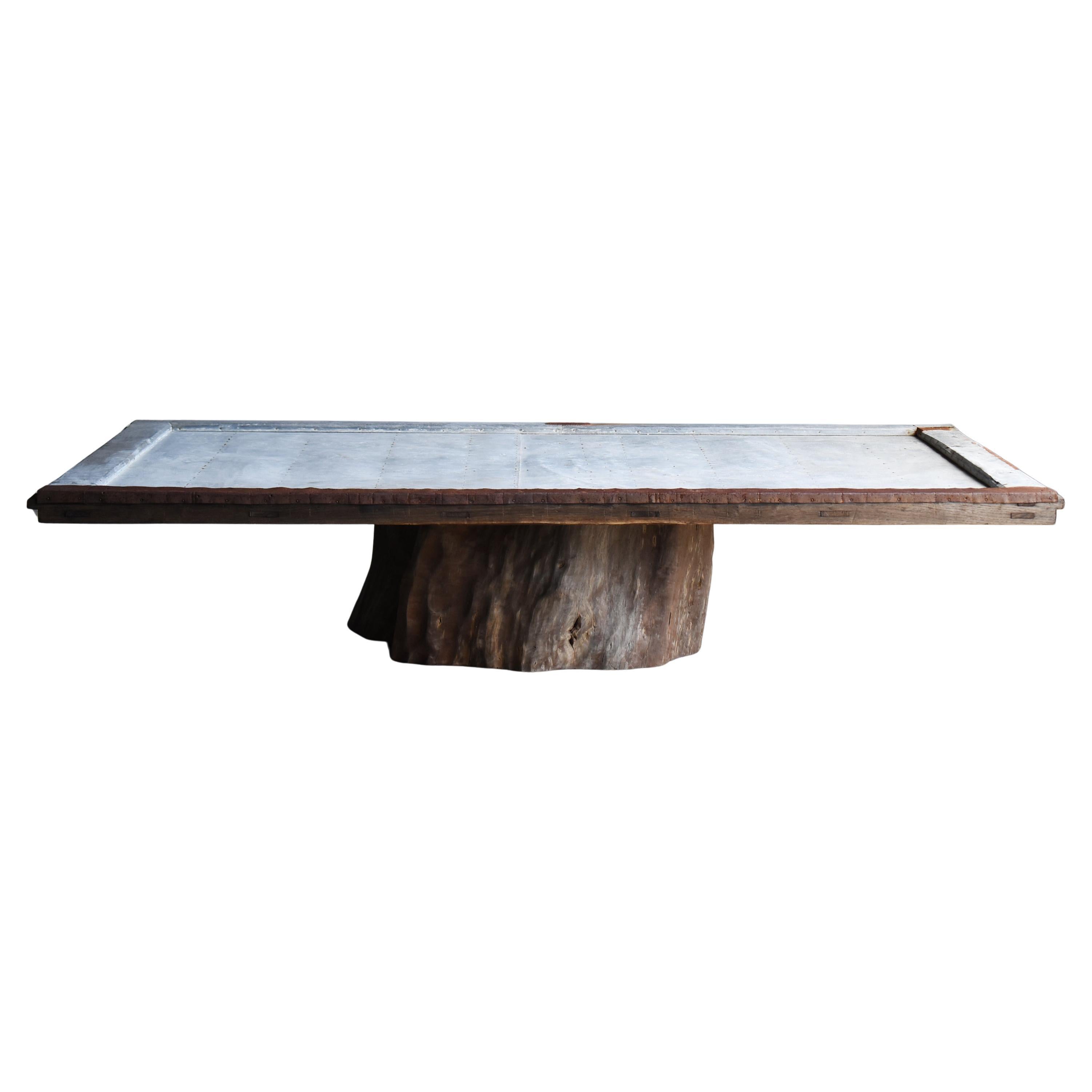 Japanese Antique Large Exhibition Table 1860s-1920s / Low Table Wabi-Sabi For Sale