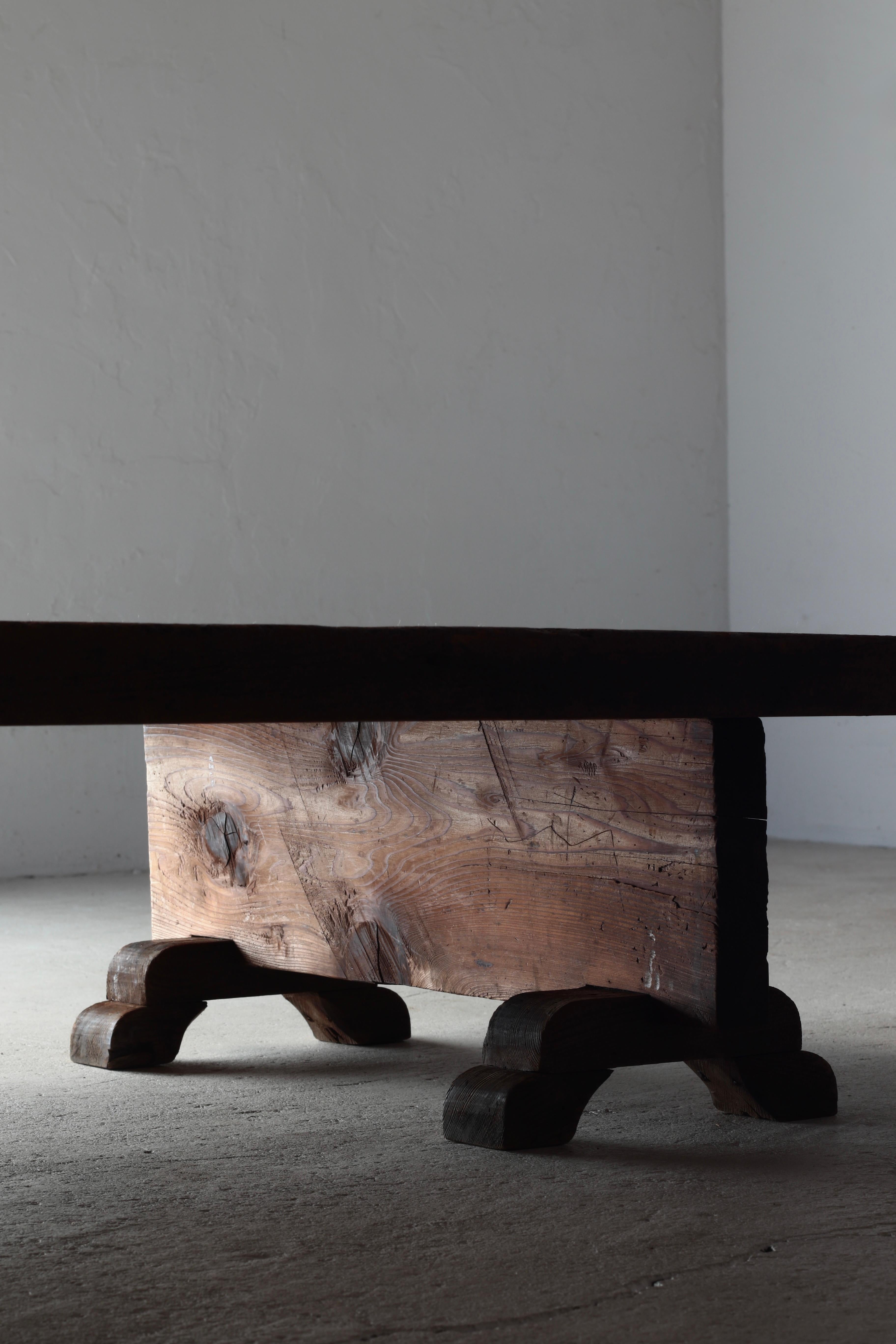 Japanese Antique Large Low Table / Sofa Table Center Table / Wabi-Sabi Primitive For Sale 5