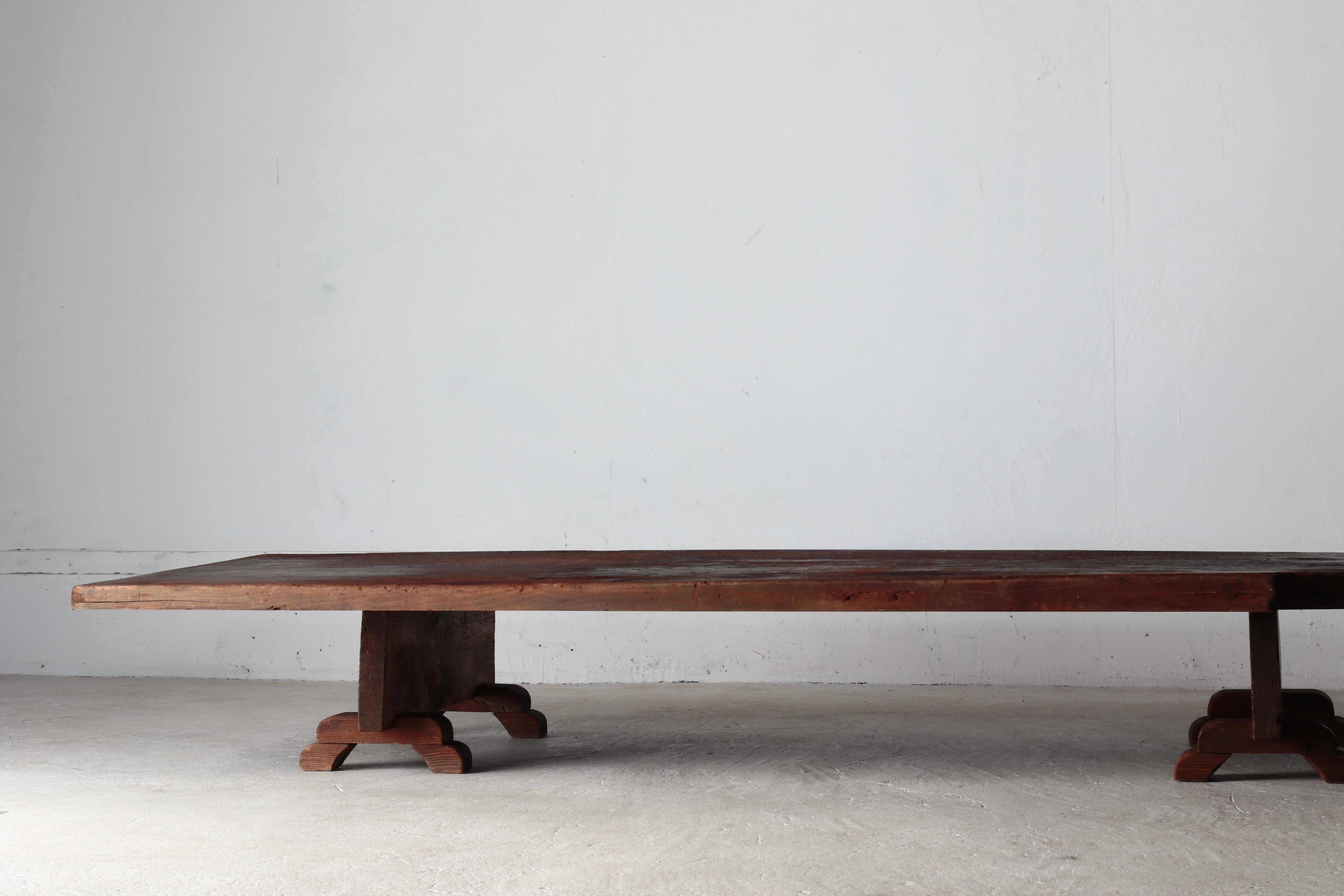 Japanese Antique Large Low Table / Sofa Table Center Table / Wabi-Sabi Primitive For Sale 6