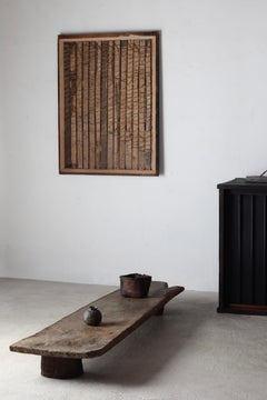 Mesa Baja Grande Japonesa Antigua / Mesa de Centro de Sofá / Wabi-Sabi Primitivo