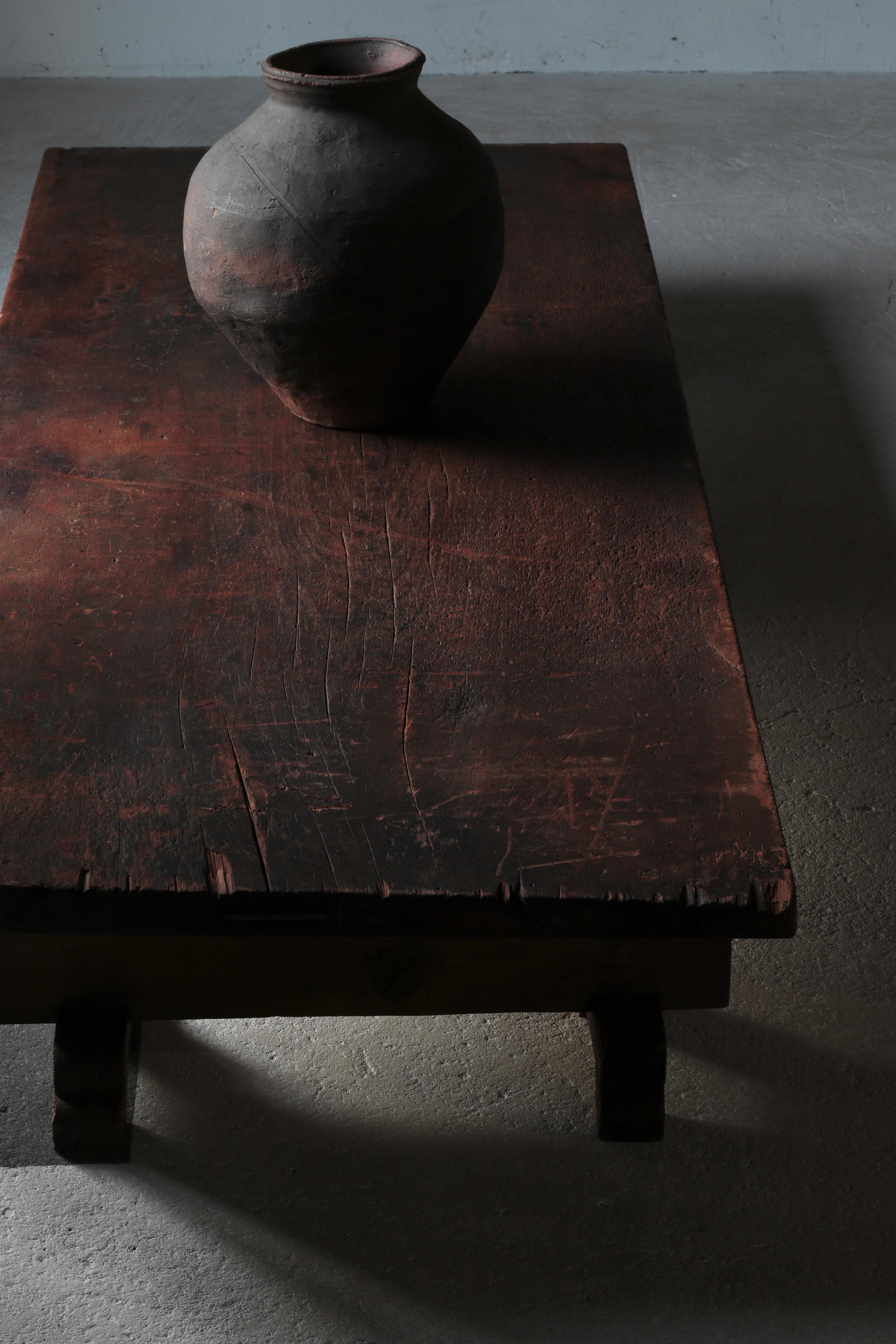 Japanese Antique Large Low Table / Sofa Table Center Table / Wabi-Sabi Primitive For Sale 14
