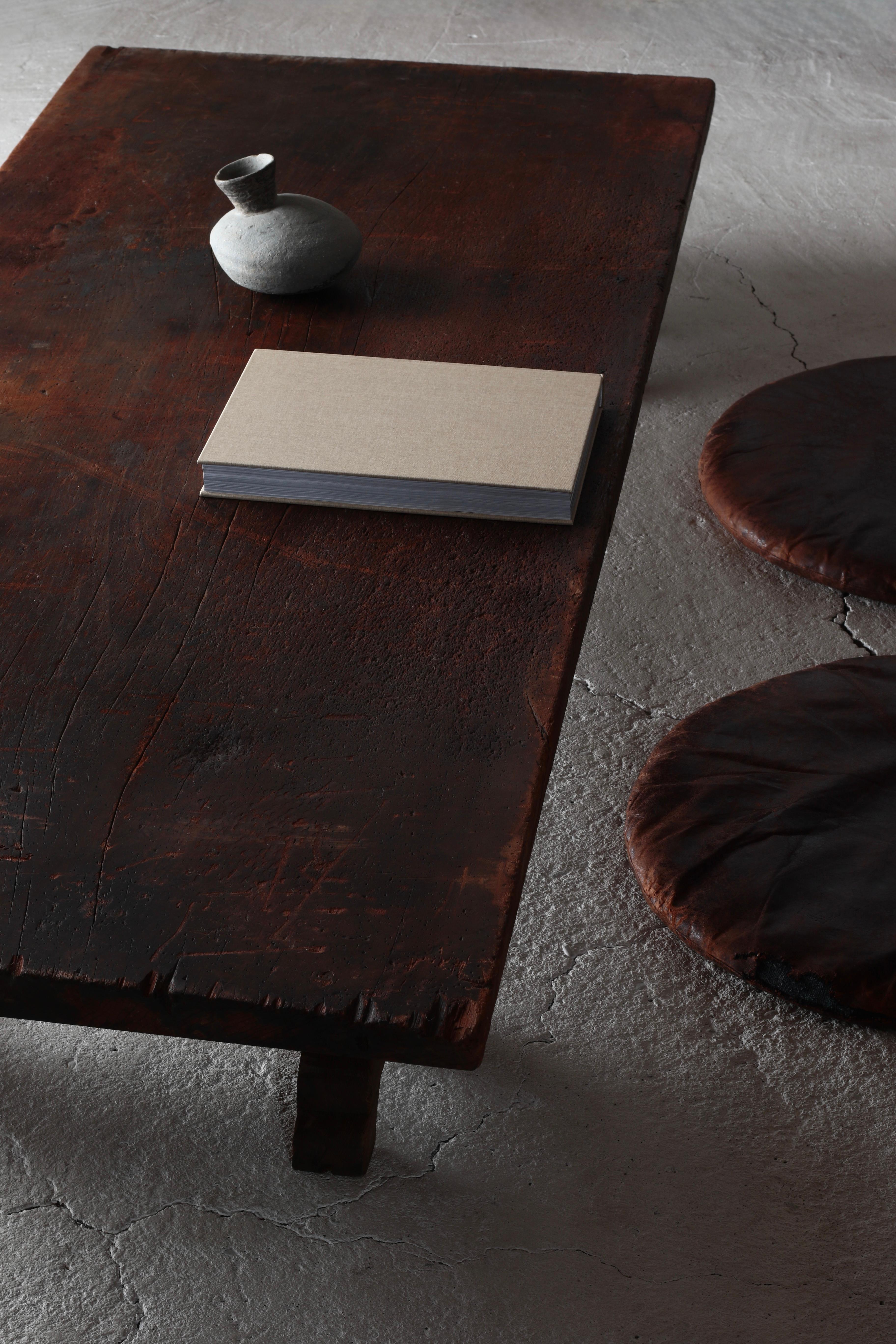 Woodwork Japanese Antique Large Low Table / Sofa Table Center Table / Wabi-Sabi Primitive For Sale