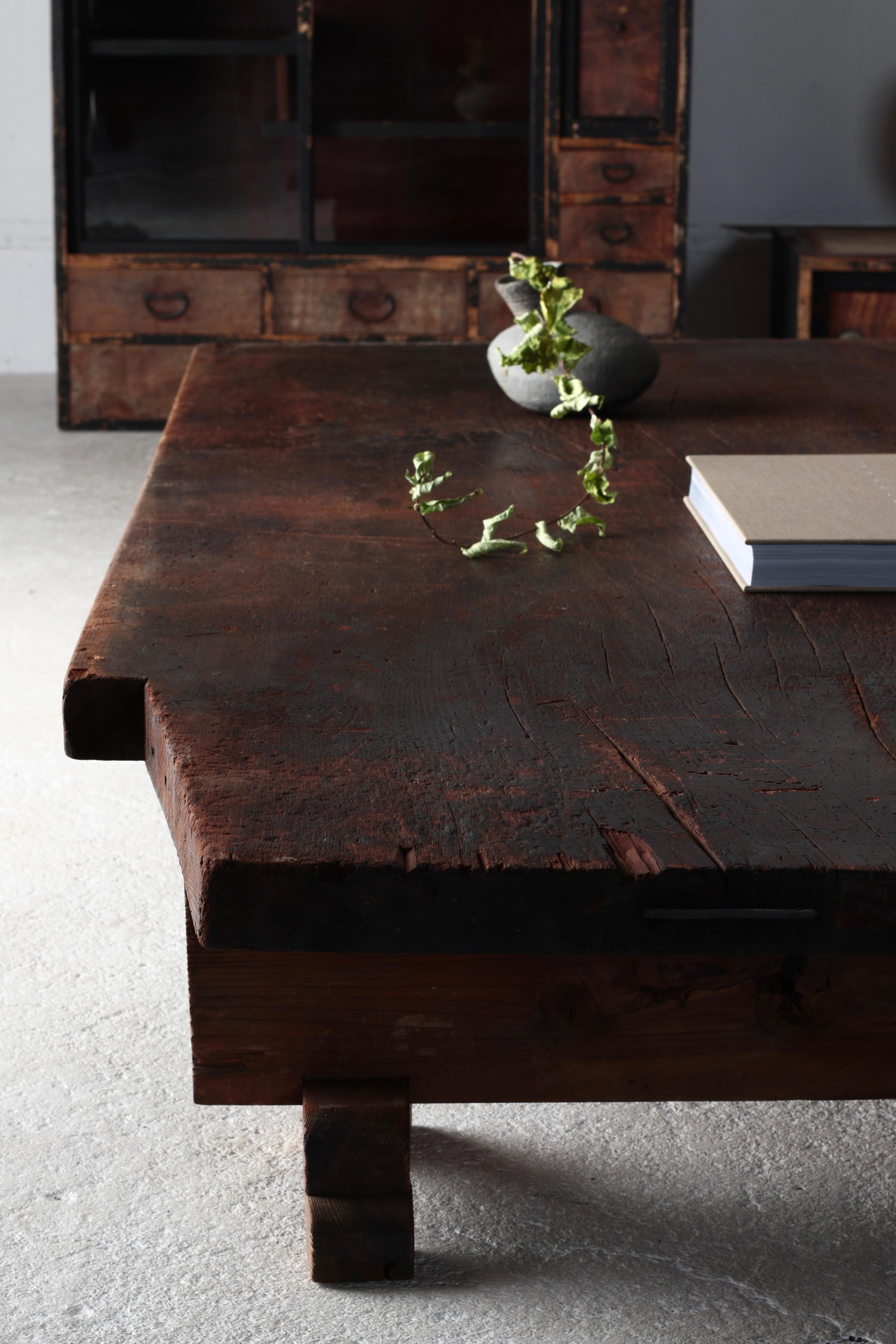 20th Century Japanese Antique Large Low Table / Sofa Table Center Table / Wabi-Sabi Primitive For Sale