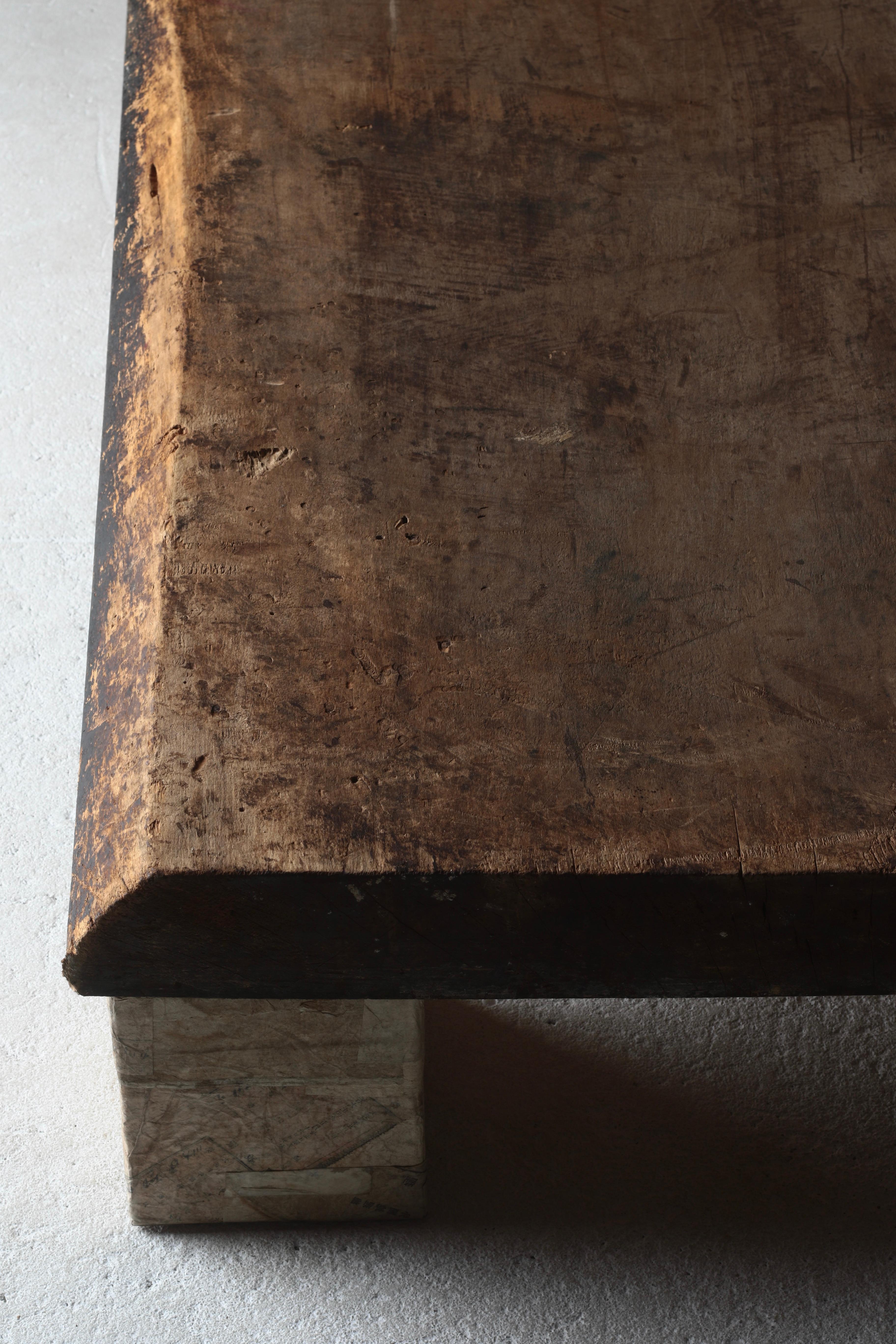Japanese Antique Large Low Table with Japanese Paper Base /SofaTable /Wabi-Sabi For Sale 3