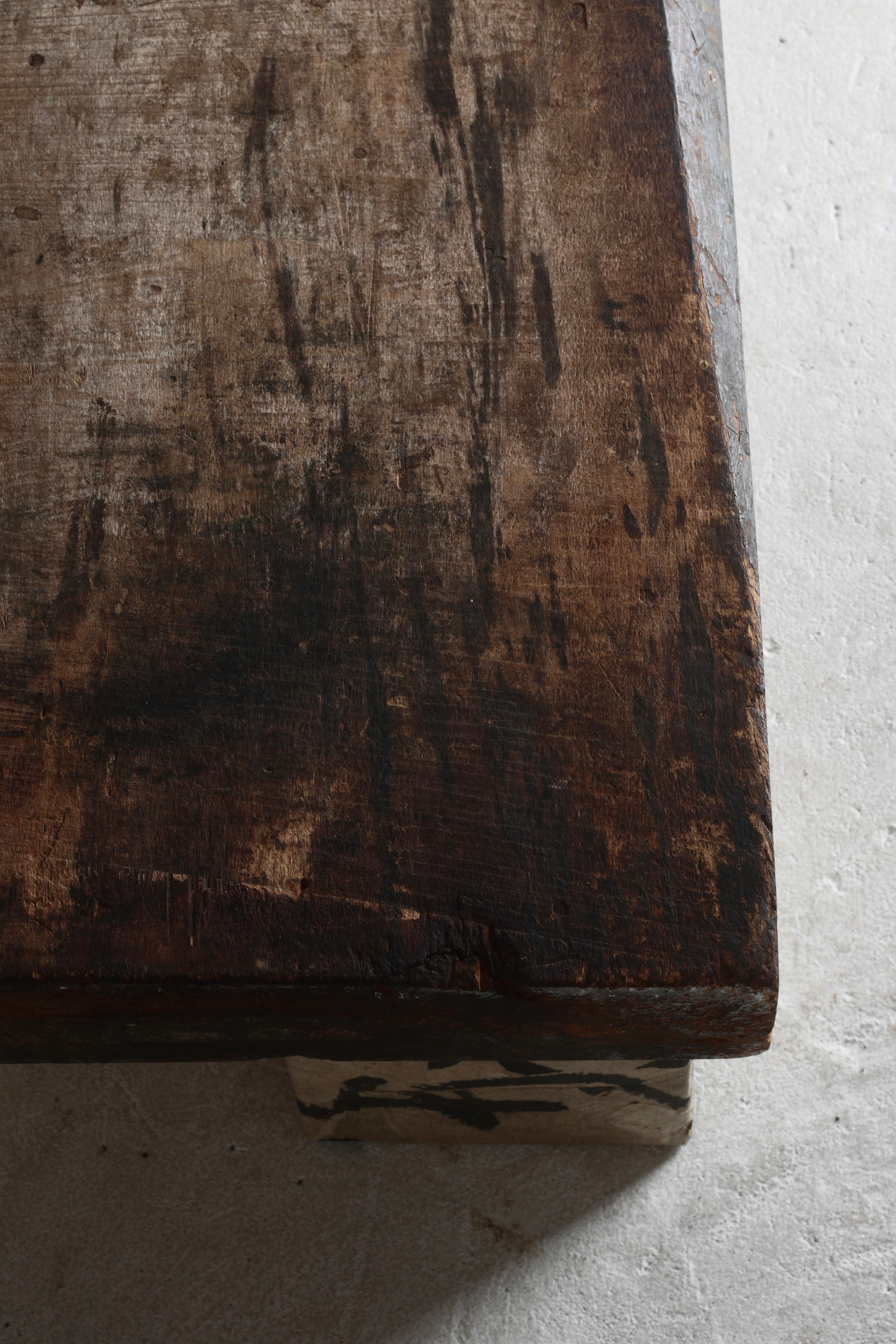 Japanese Antique Large Low Table with Japanese Paper Base /SofaTable /Wabi-Sabi For Sale 4