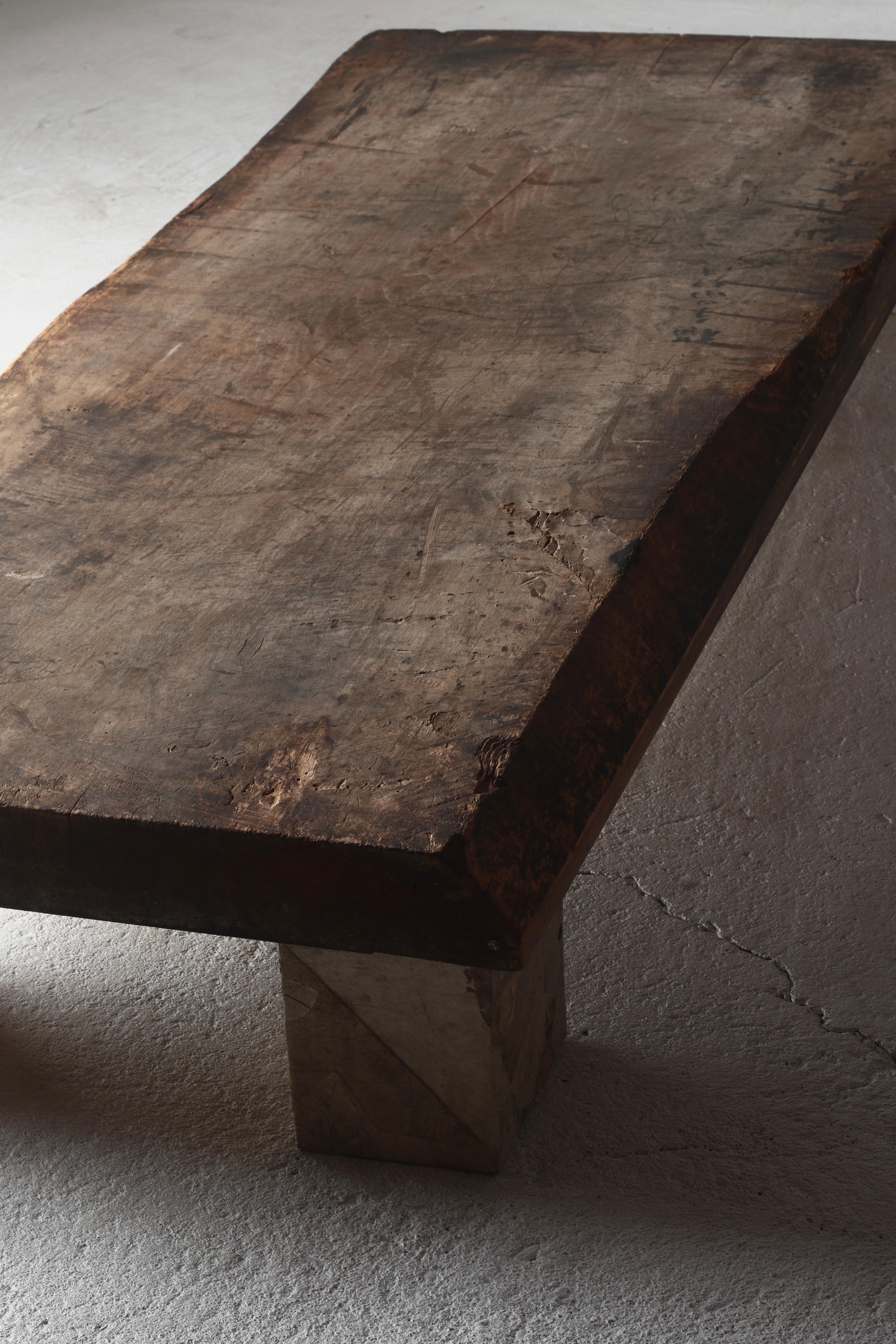Japanese Antique Large Low Table with Japanese Paper Base /SofaTable /Wabi-Sabi For Sale 5