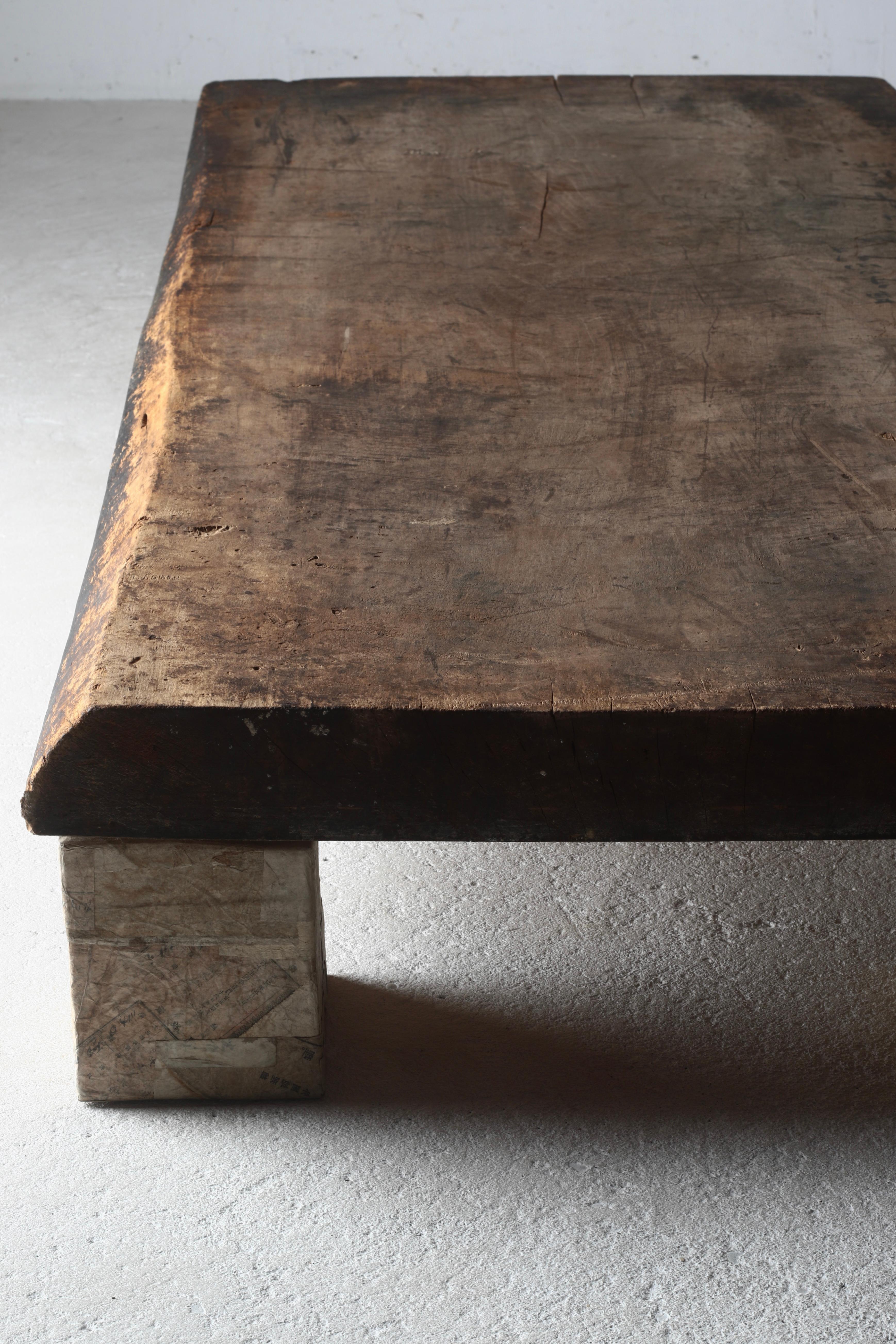 Japanese Antique Large Low Table with Japanese Paper Base /SofaTable /Wabi-Sabi For Sale 6