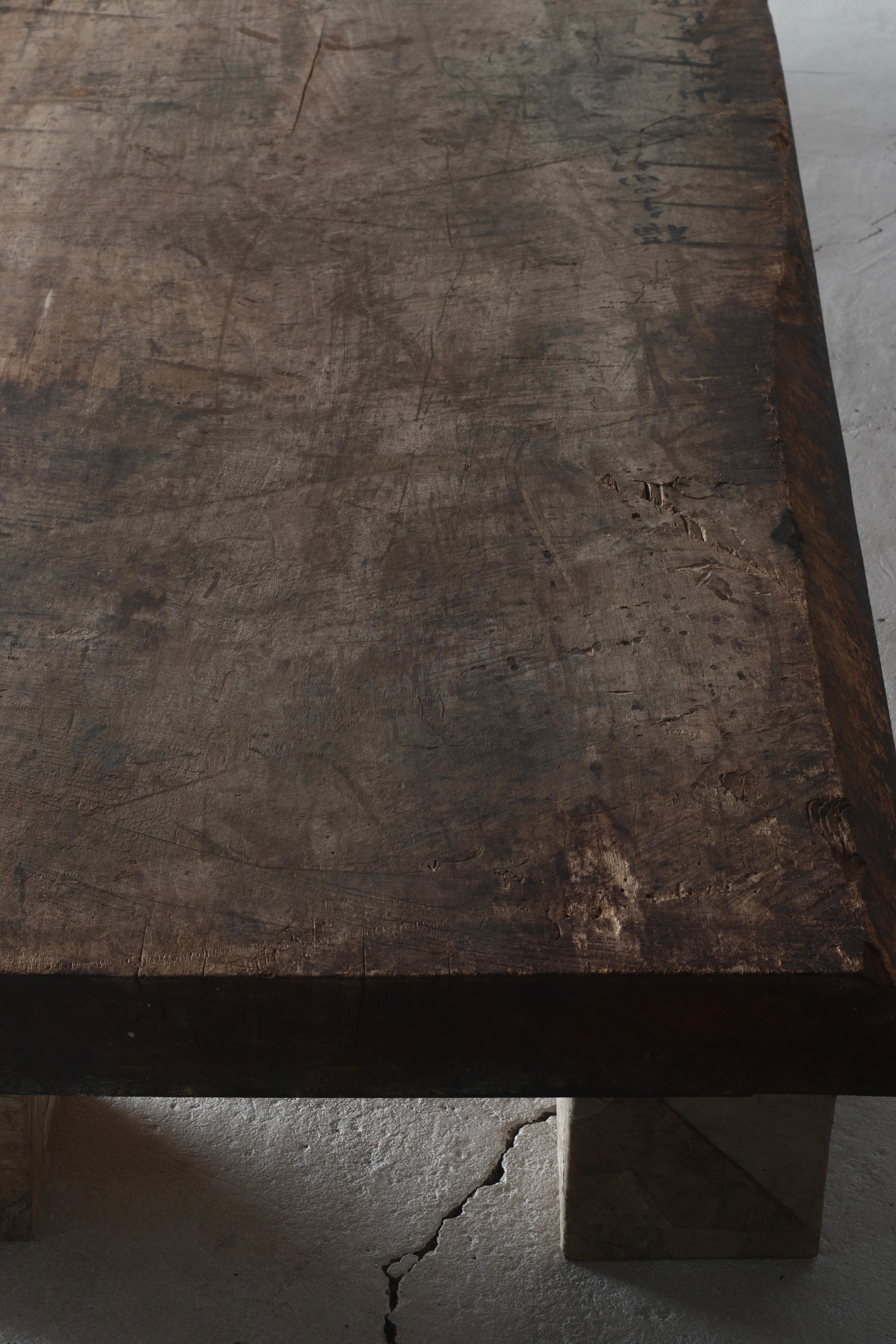 Japanese Antique Large Low Table with Japanese Paper Base /SofaTable /Wabi-Sabi For Sale 9