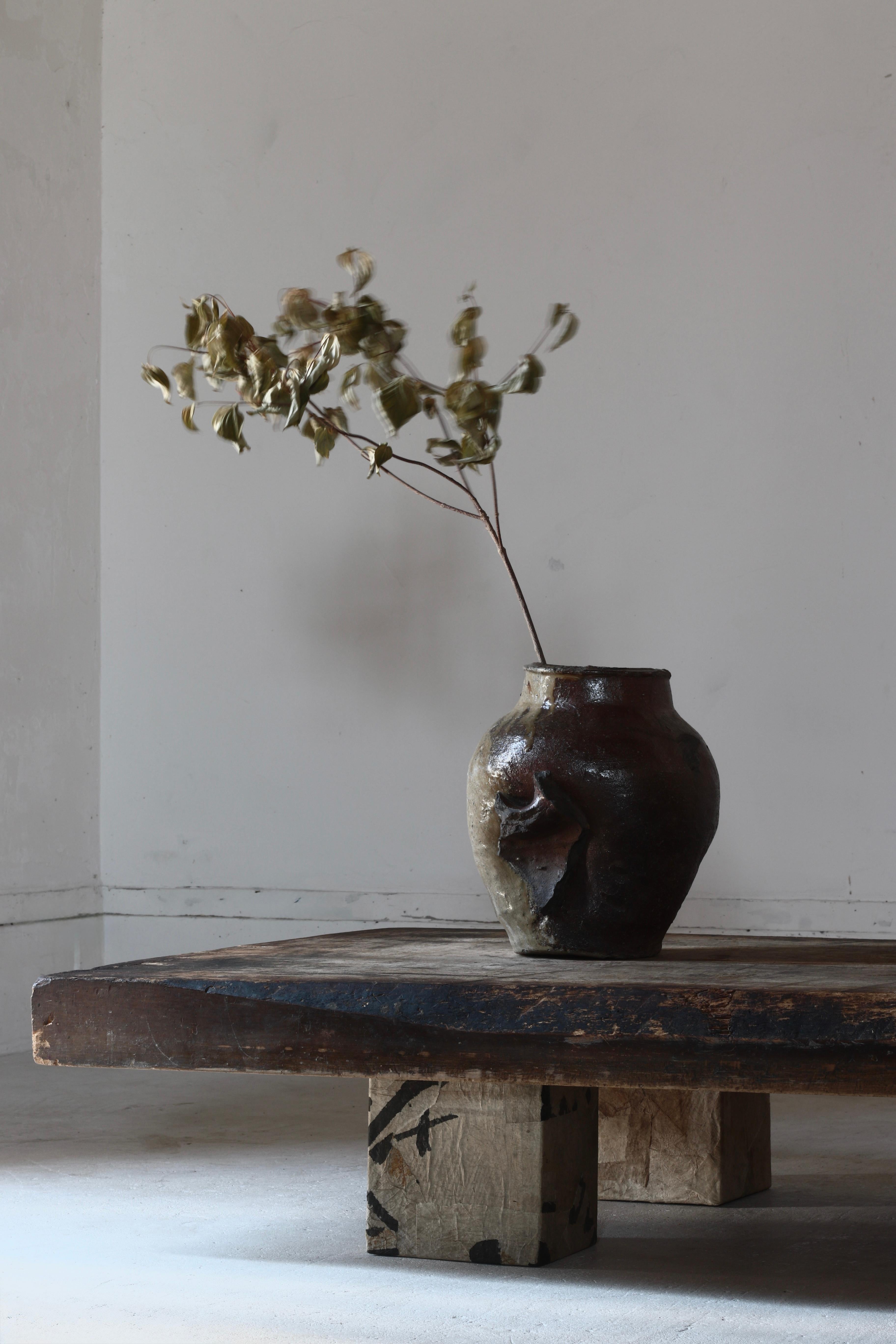Japanese Antique Large Low Table with Japanese Paper Base /SofaTable /Wabi-Sabi For Sale 12