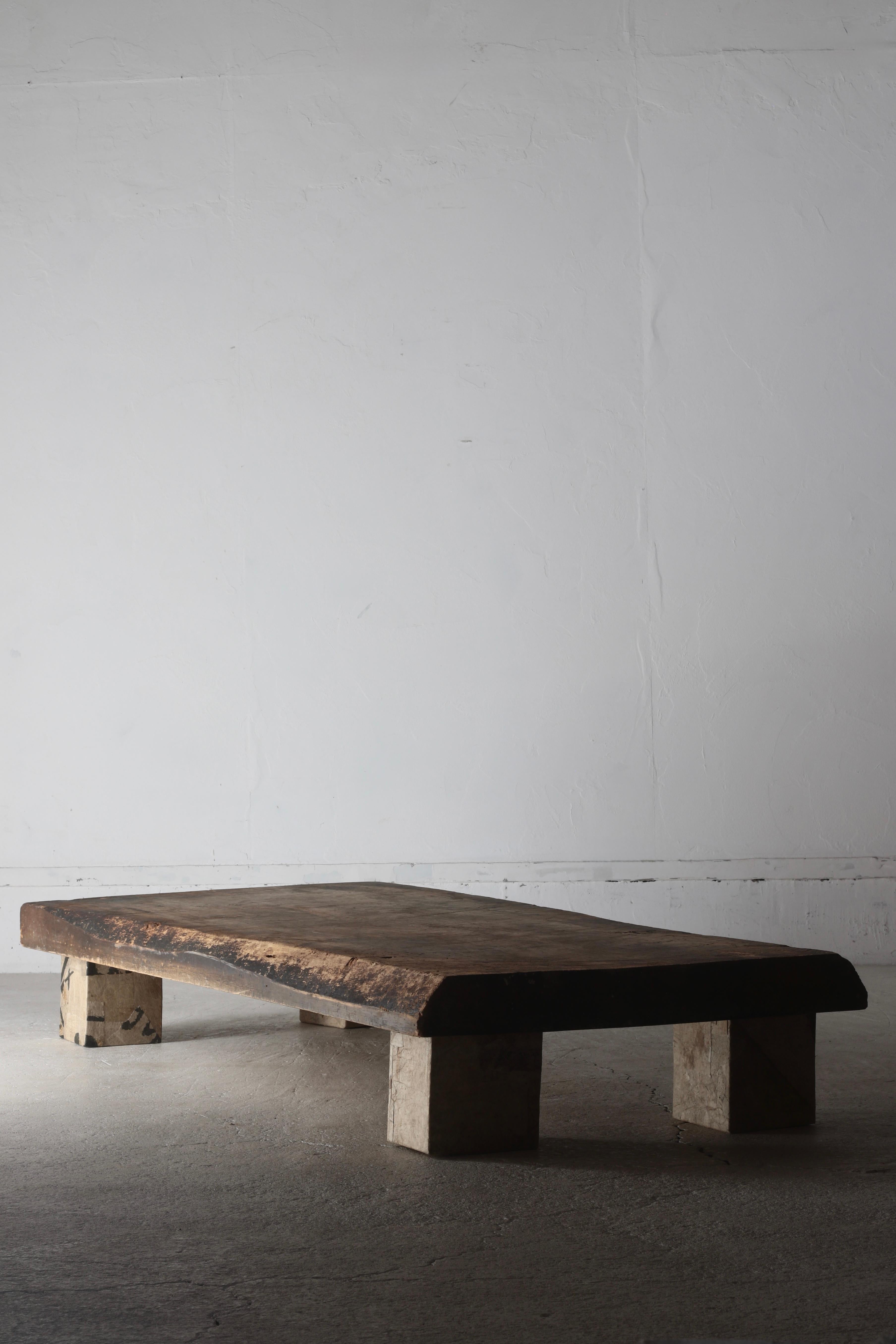 Primitive Japanese Antique Large Low Table with Japanese Paper Base /SofaTable /Wabi-Sabi For Sale