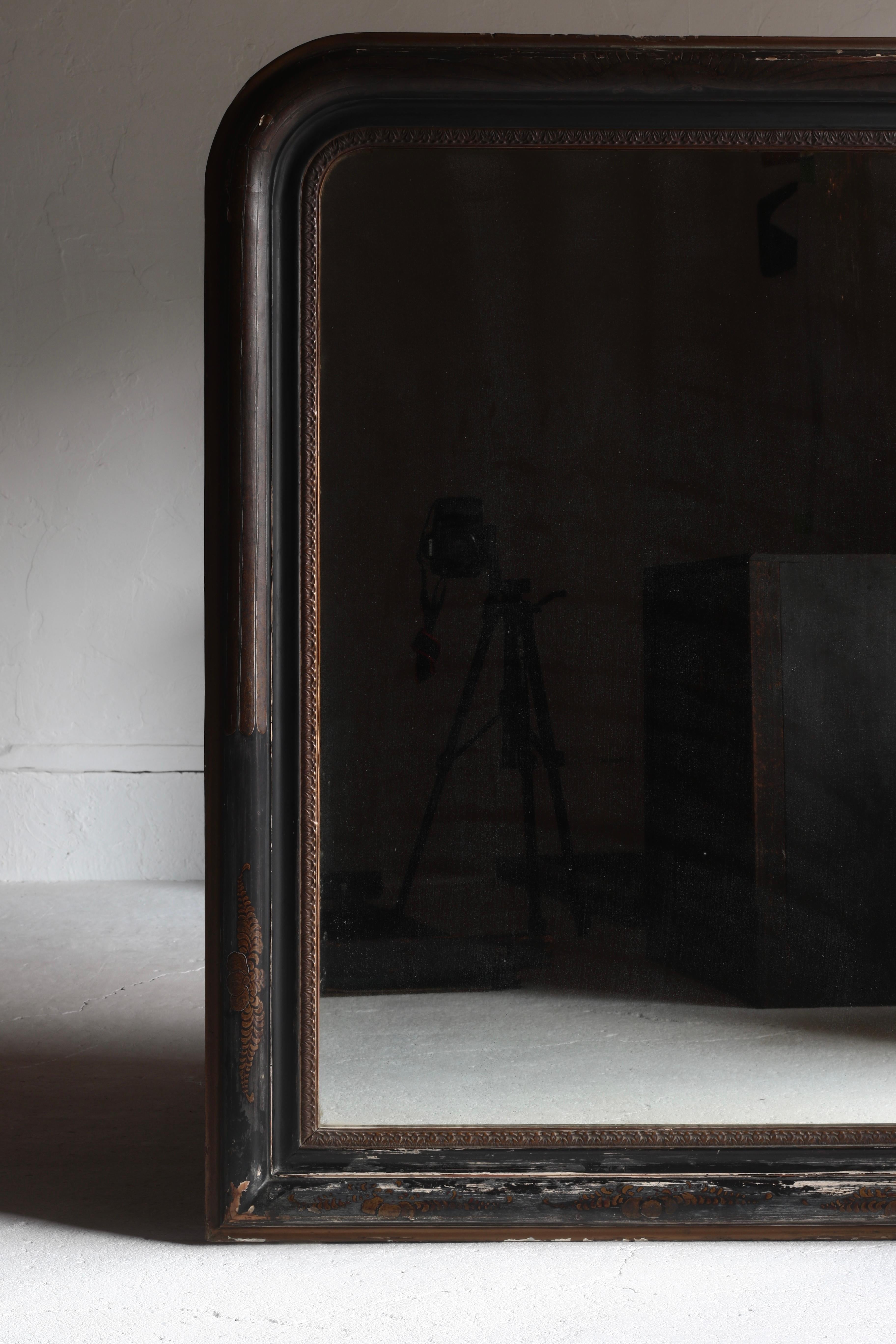 Wood Japanese Antique Large Mirror / Meiji Period 1868-1912s Wabi-sabi Japandi