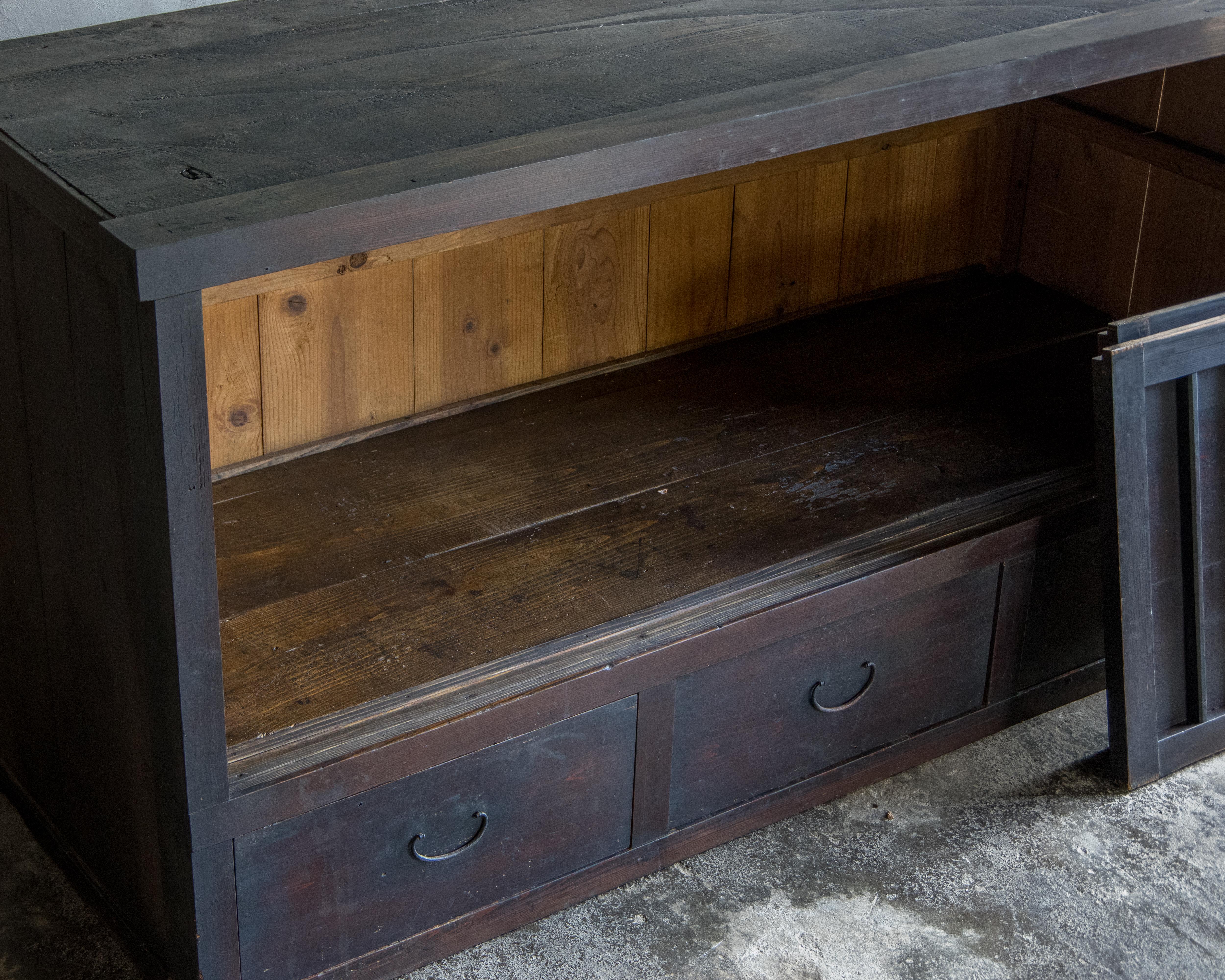 Grand Tansu japonais ancien Mizuya, ère Meiji '1868-1912', Wabi Sabi en vente 6